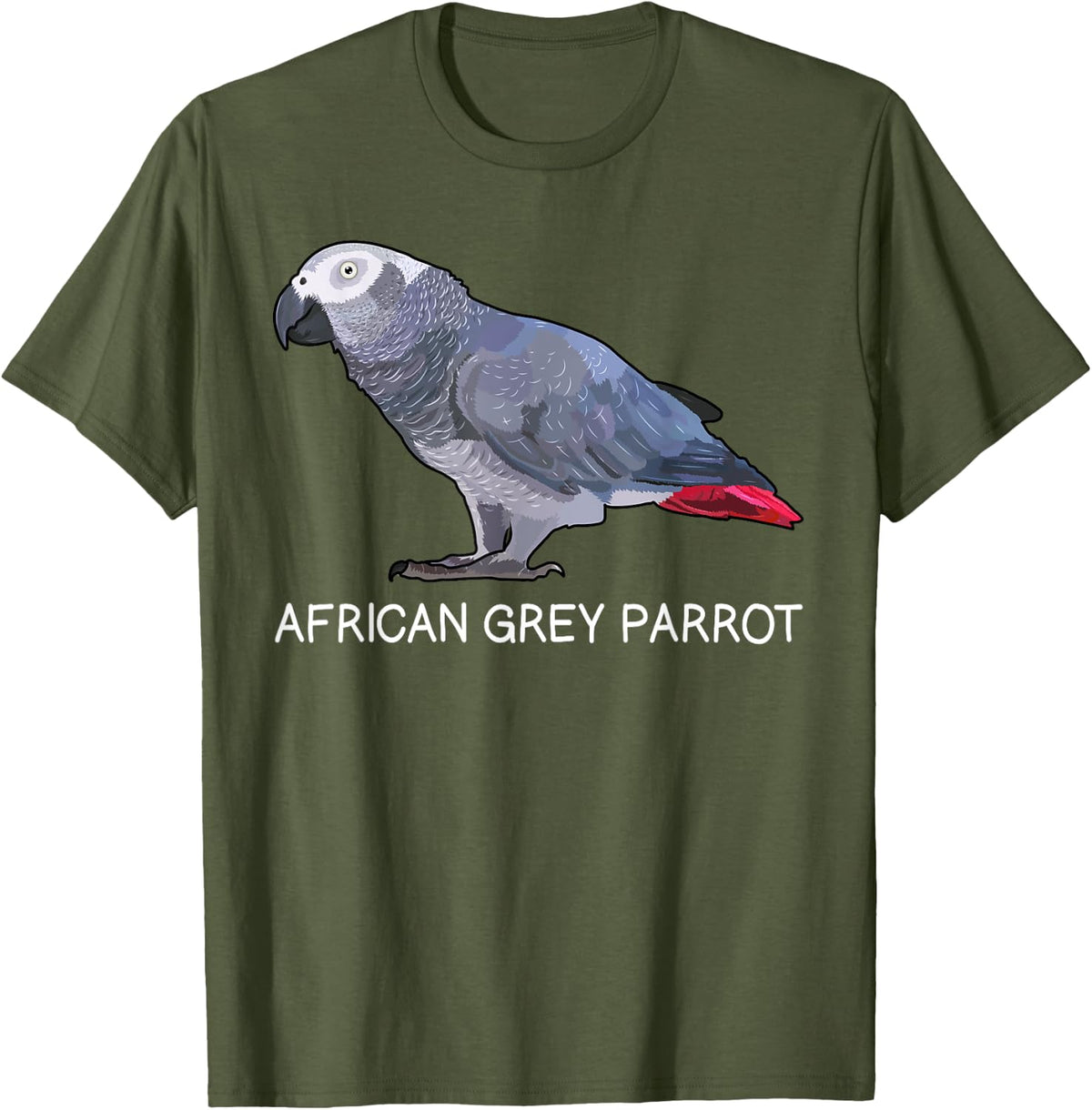 African Grey Parrot Bird Lover T-Shirt - Olive Green