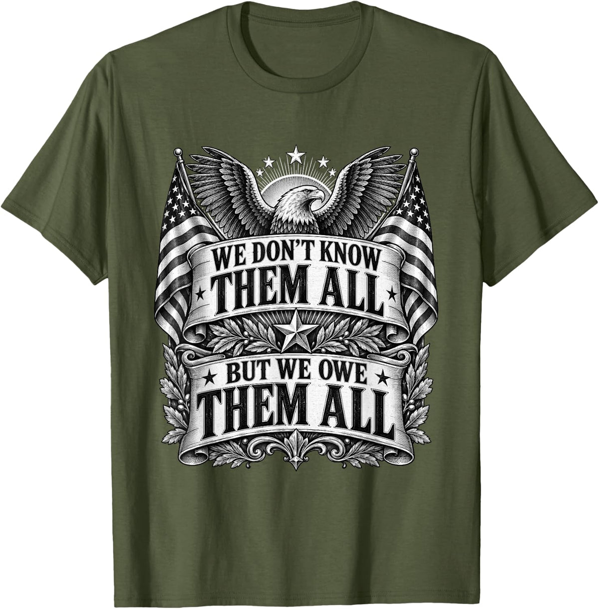 Support Veterans Military Appreciation Tribute Veterans Day T-Shirt - Olive Green