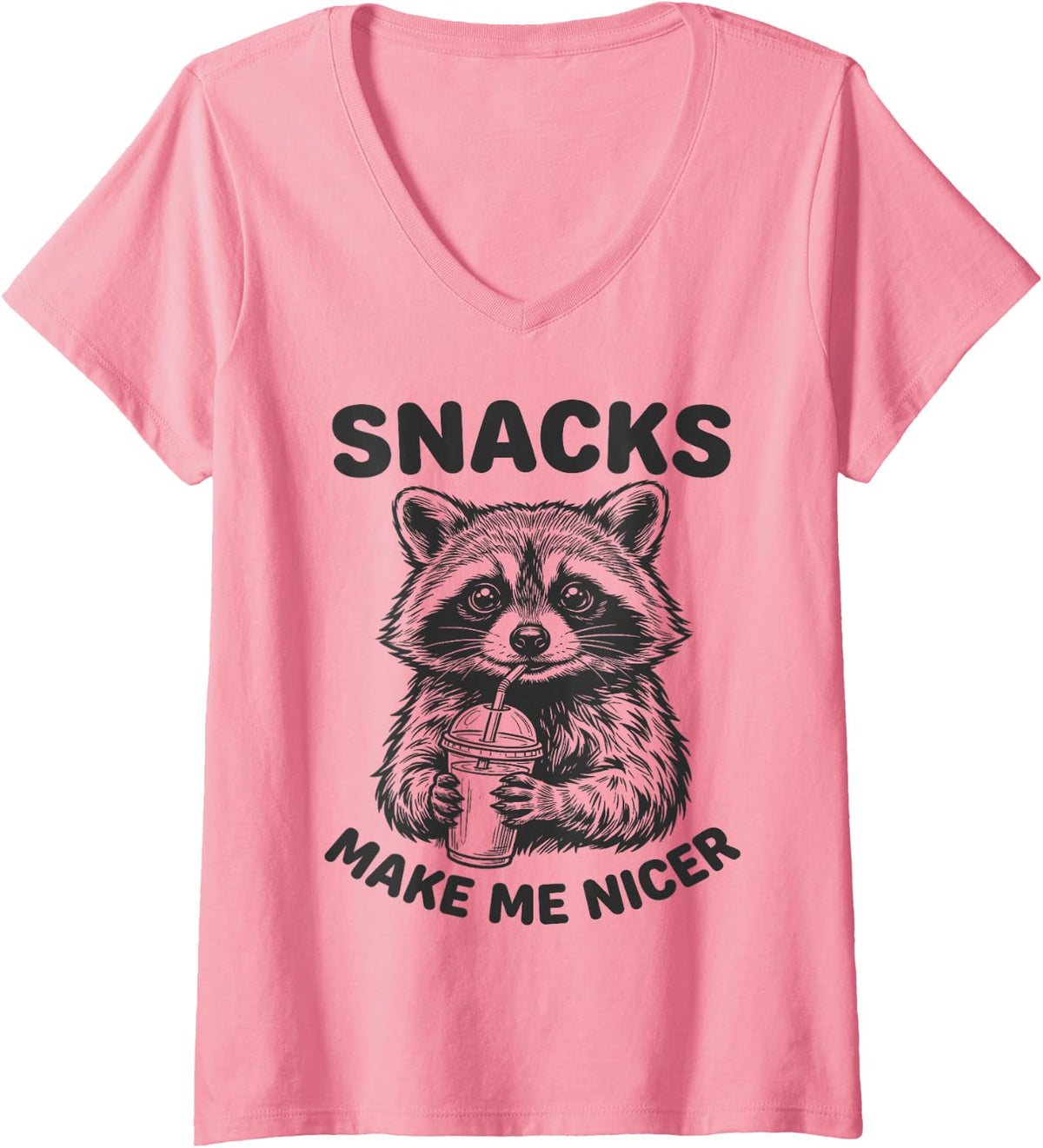Women's Trash Panda Raccoon Gifts Funny Raccoon Animal Humor Meme V-Neck T-Shirt - Pink