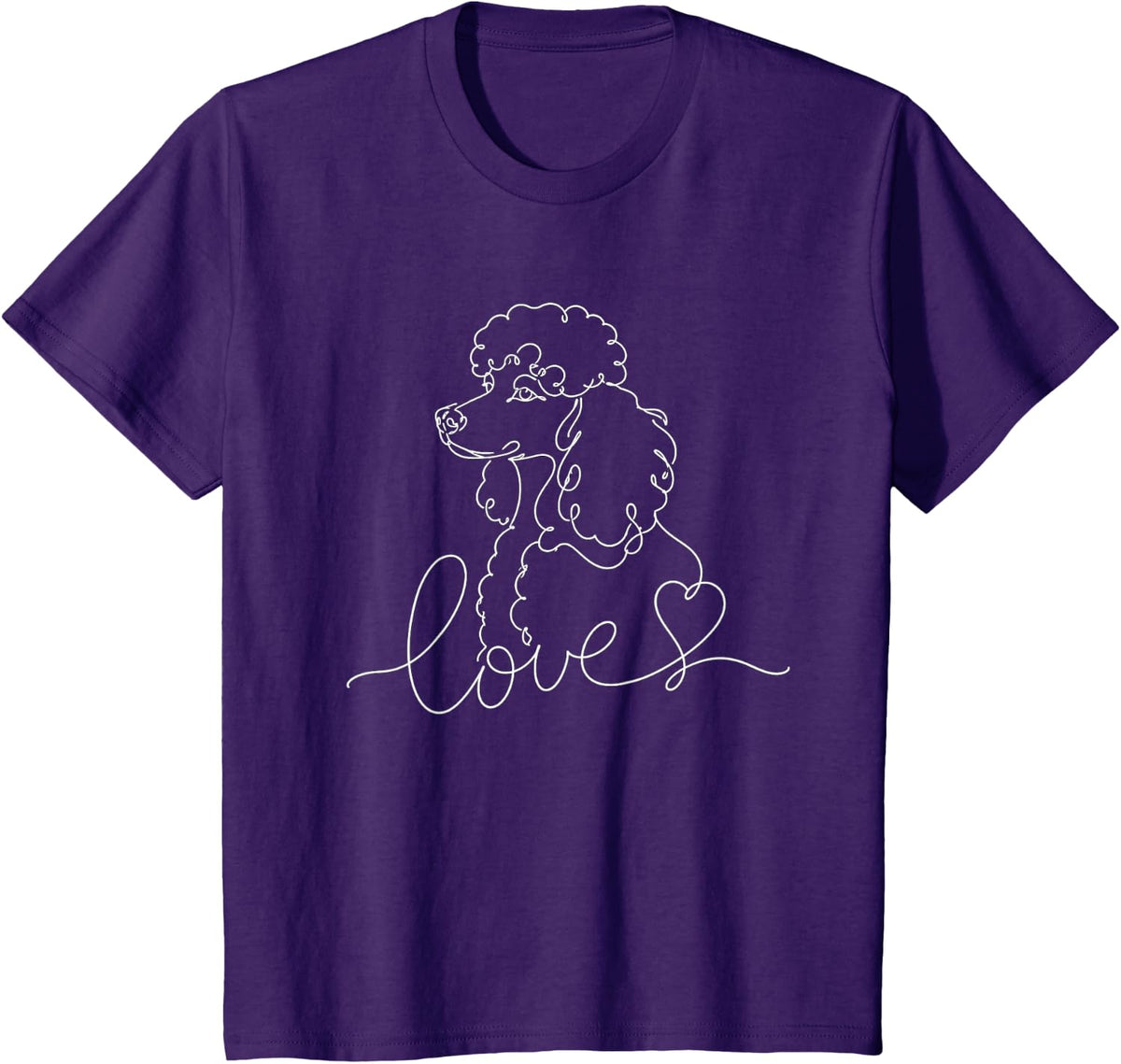 Poodle Drawing Love Graphic T-Shirt - Purple