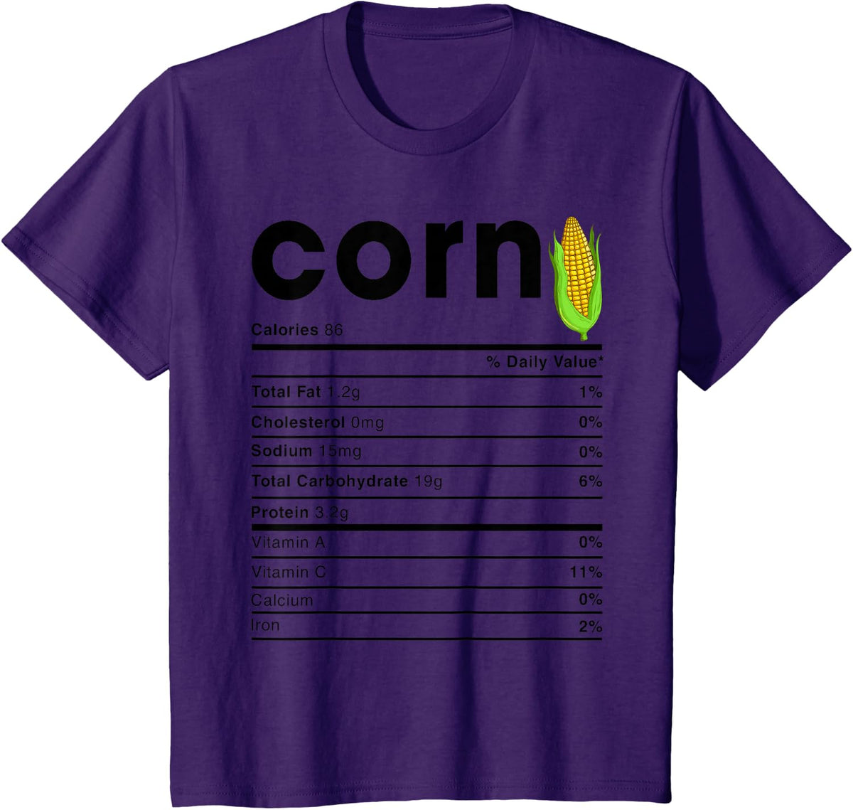 Corn Nutrition Facts T-Shirt - Purple