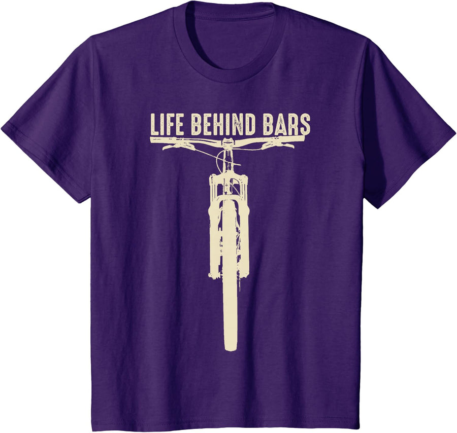 Life Behind Bars Shirt | Cute I Love MTB Cross Cycling Gift T-Shirt - Purple