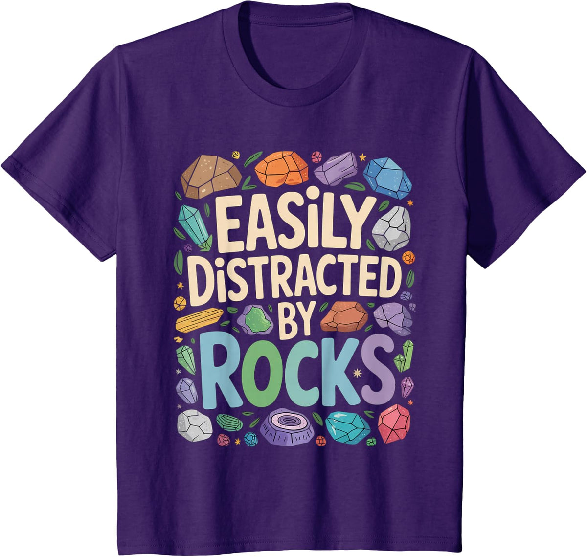 Easily distracted by rocks Geology Paleontologist Geologist T-Shirt - Purple