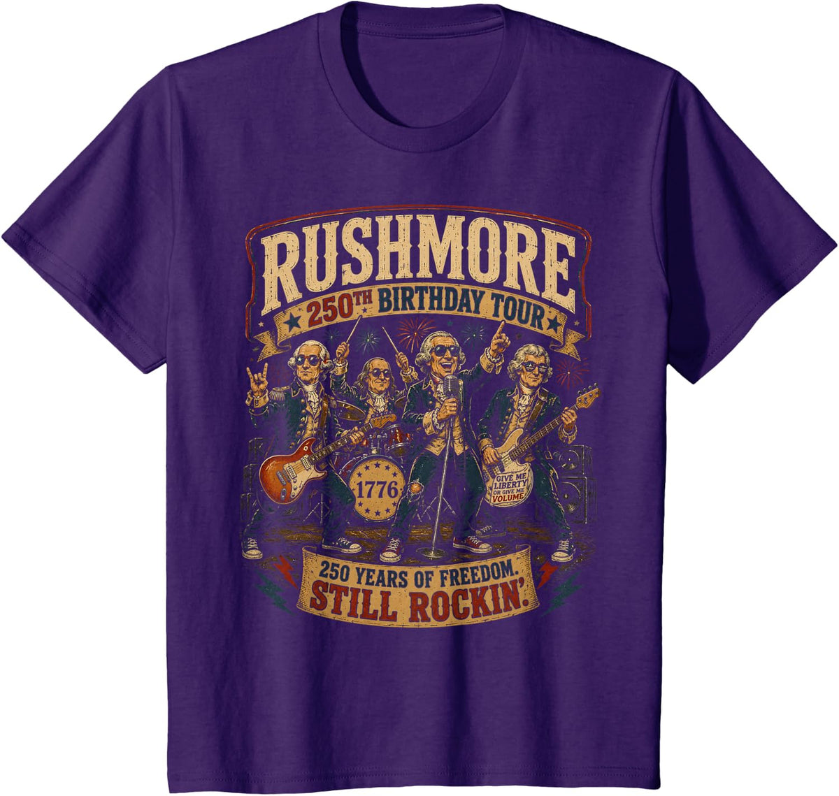 Mount Rushmore Happy 250th Birthday America 4th of July 250 T-Shirt - Purple