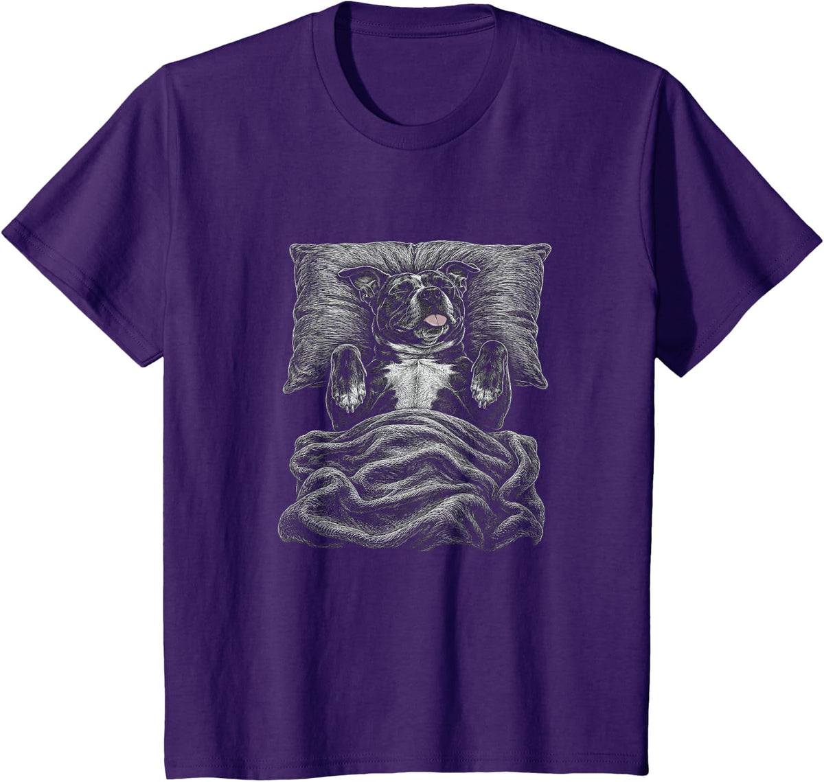 American Staffordshire Terrier Amstaff Sleeping Design T-Shirt - Purple