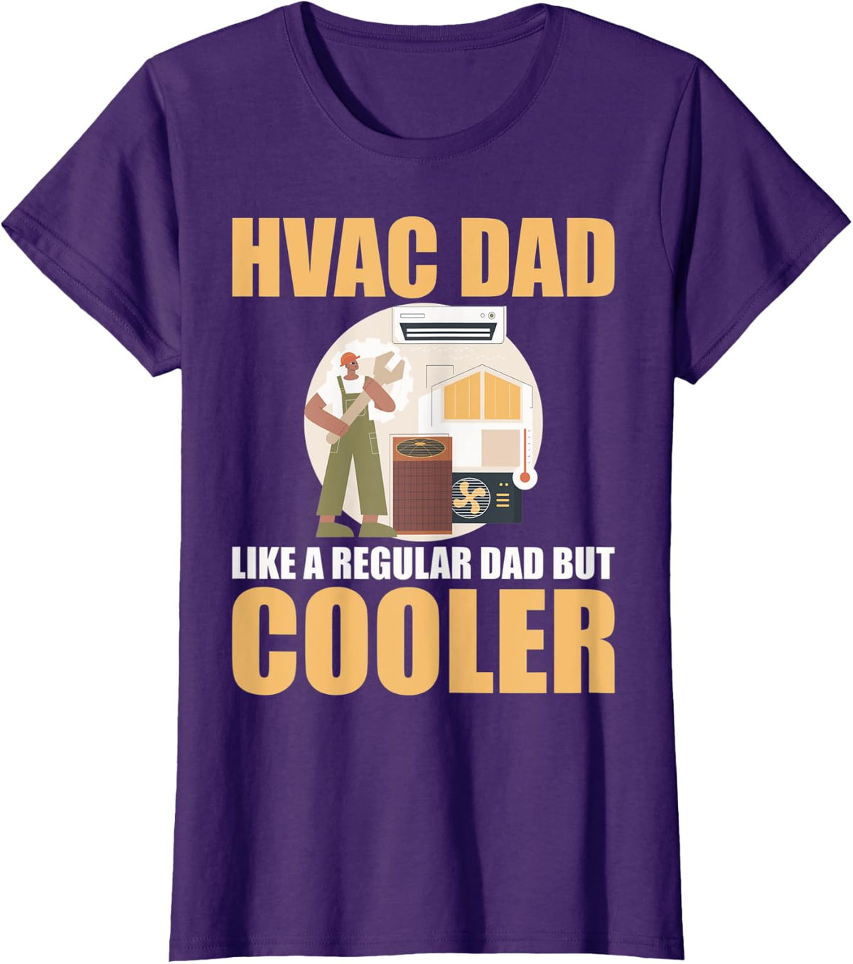HVAC Guys HVAC Techs HVAC Dad Like A Regular Dad But Cooler T-Shirt - Purple