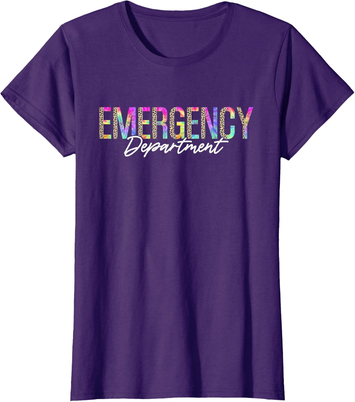 Emergency Department Emergency Room Nursing Leopard Tie Dye T-Shirt - Purple