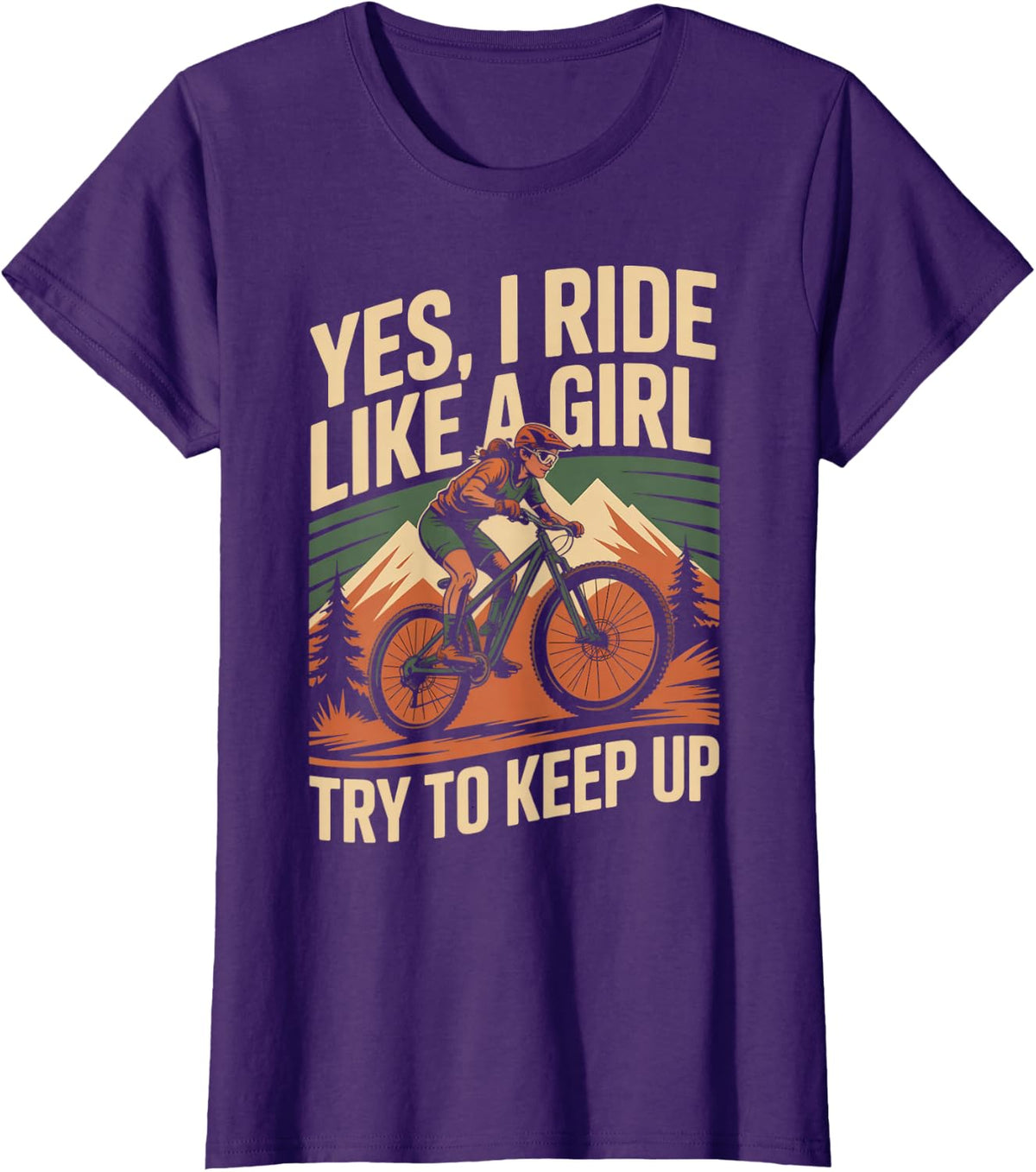 Yes I Ride Like Girl Bike Rider Cyclist Mountain Biking T-Shirt - Purple