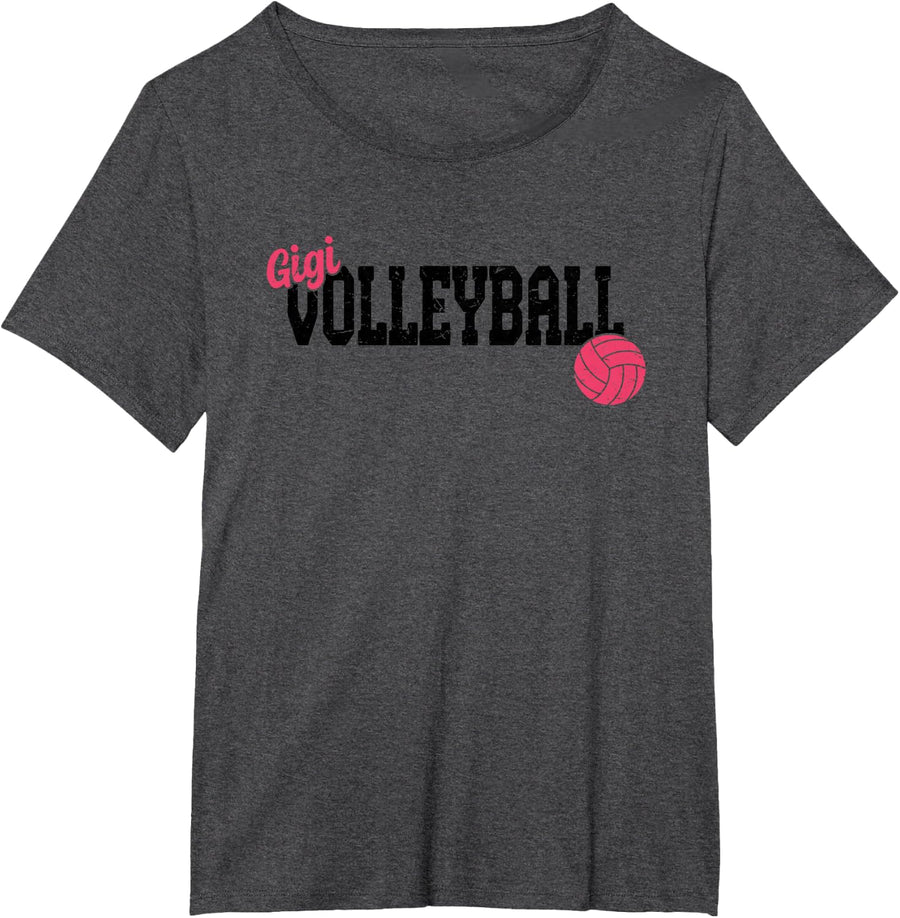 Volleyball Gigi Grandma Game Day Team Family Sports Fan T-Shirt - Dark Heather Grey