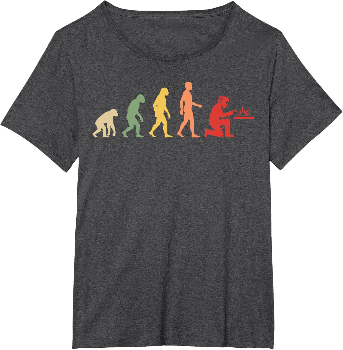 Vintage Evolution Welder Welding Metalworker Metal Weld Tee T-Shirt - Dark Heather Grey