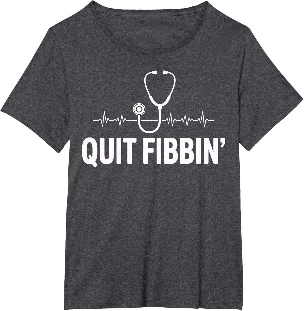 Quit Fibbin' - Cardiac Sonographer Ultrasound Tech T-Shirt - Dark Heather Grey