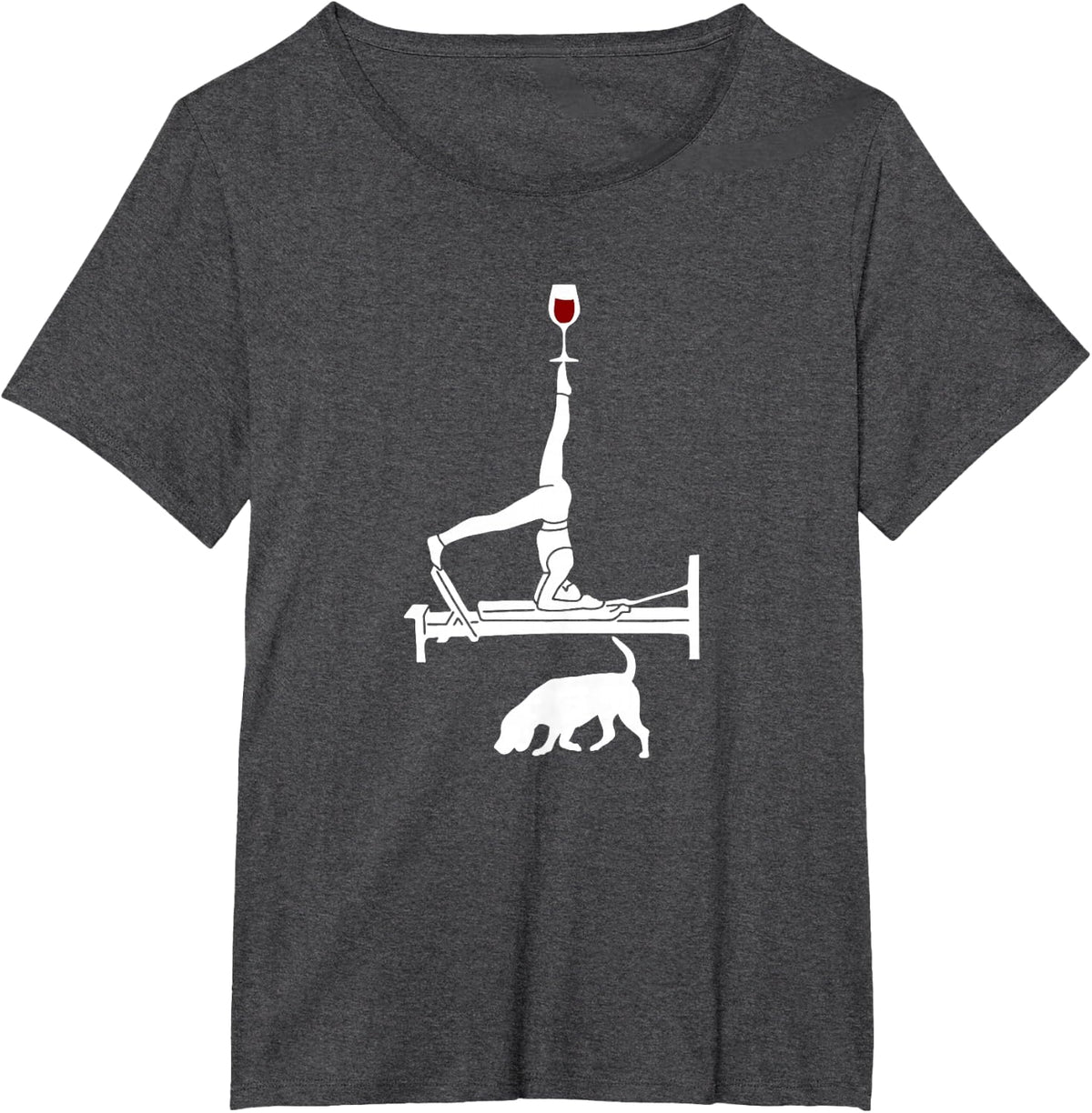 Reformer Pilates Beagle dog wine lover T-Shirt - Dark Heather Grey