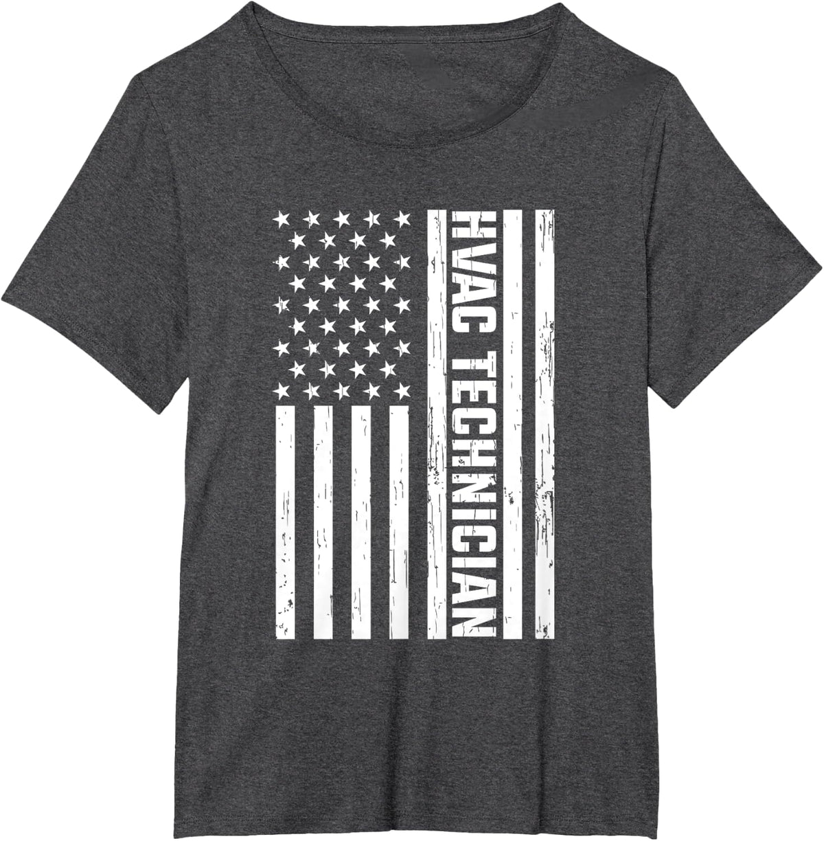 Funny HVAC Gift For Men Cool HVAC Technician American Flag T-Shirt - Dark Heather Grey