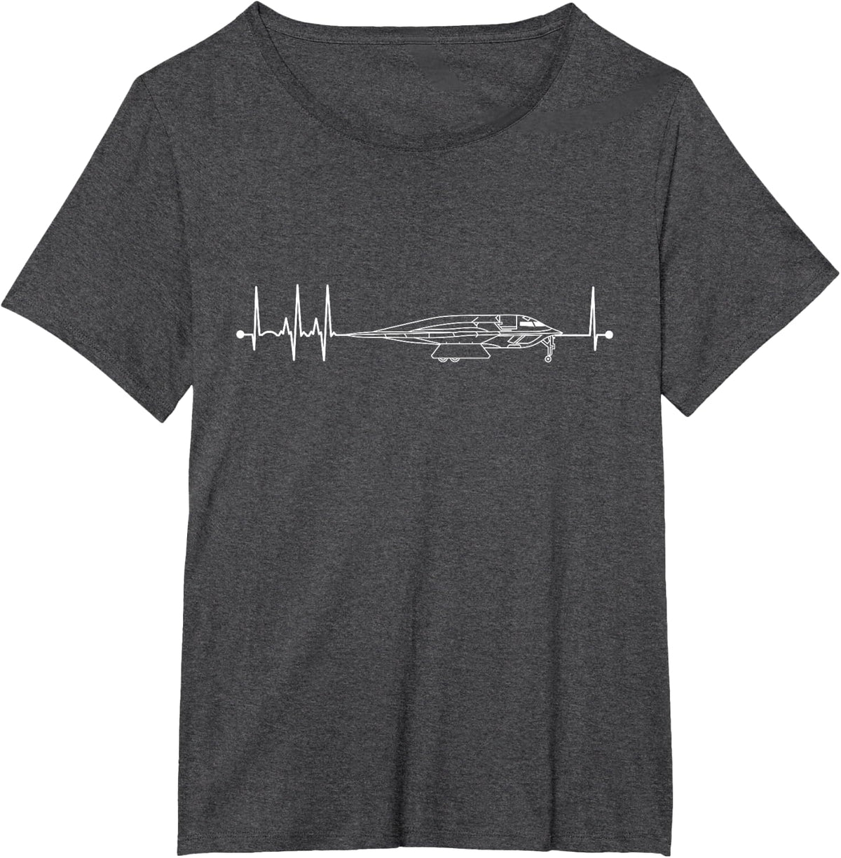 B-2 Bomber Schematic Airplane Pulse EKG Pilot B2 Heartbeat T-Shirt - Dark Heather Grey
