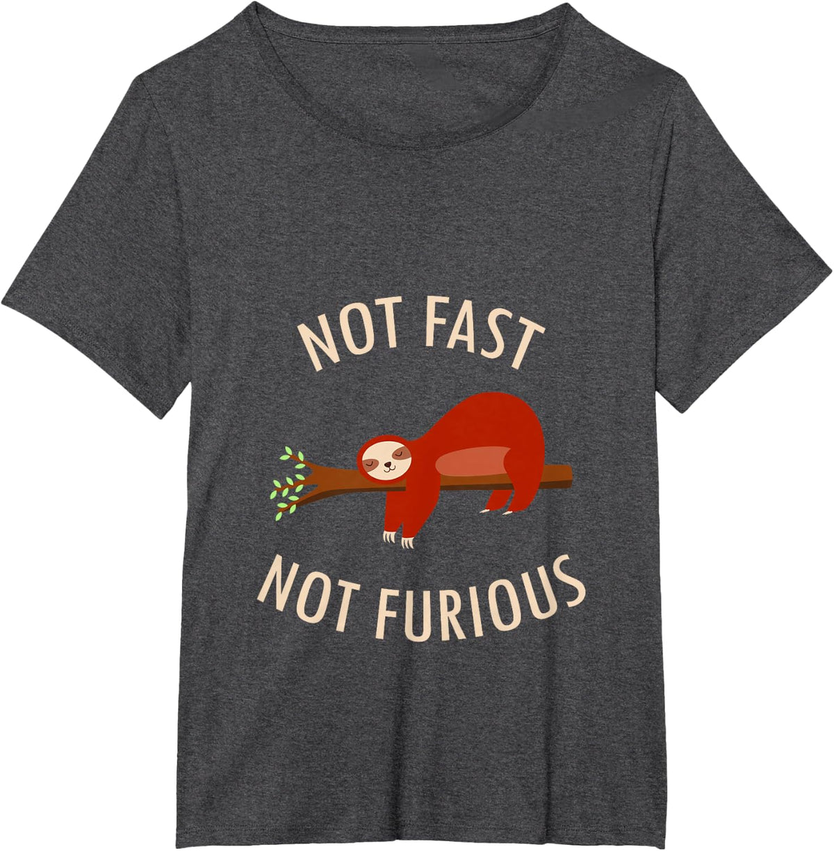 Not Fast Not Furious Sloth Funny Camping Gift & Top Pajama T-Shirt - Dark Heather Grey