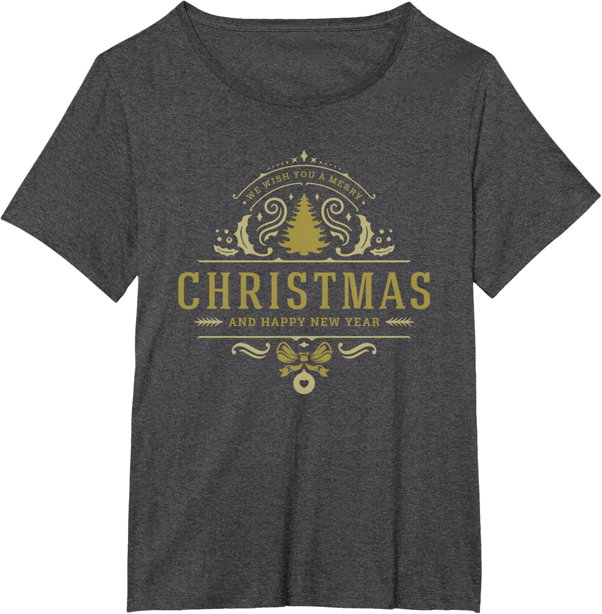 Merry Christmas, Happy New Year T-Shirt - Dark Heather Grey