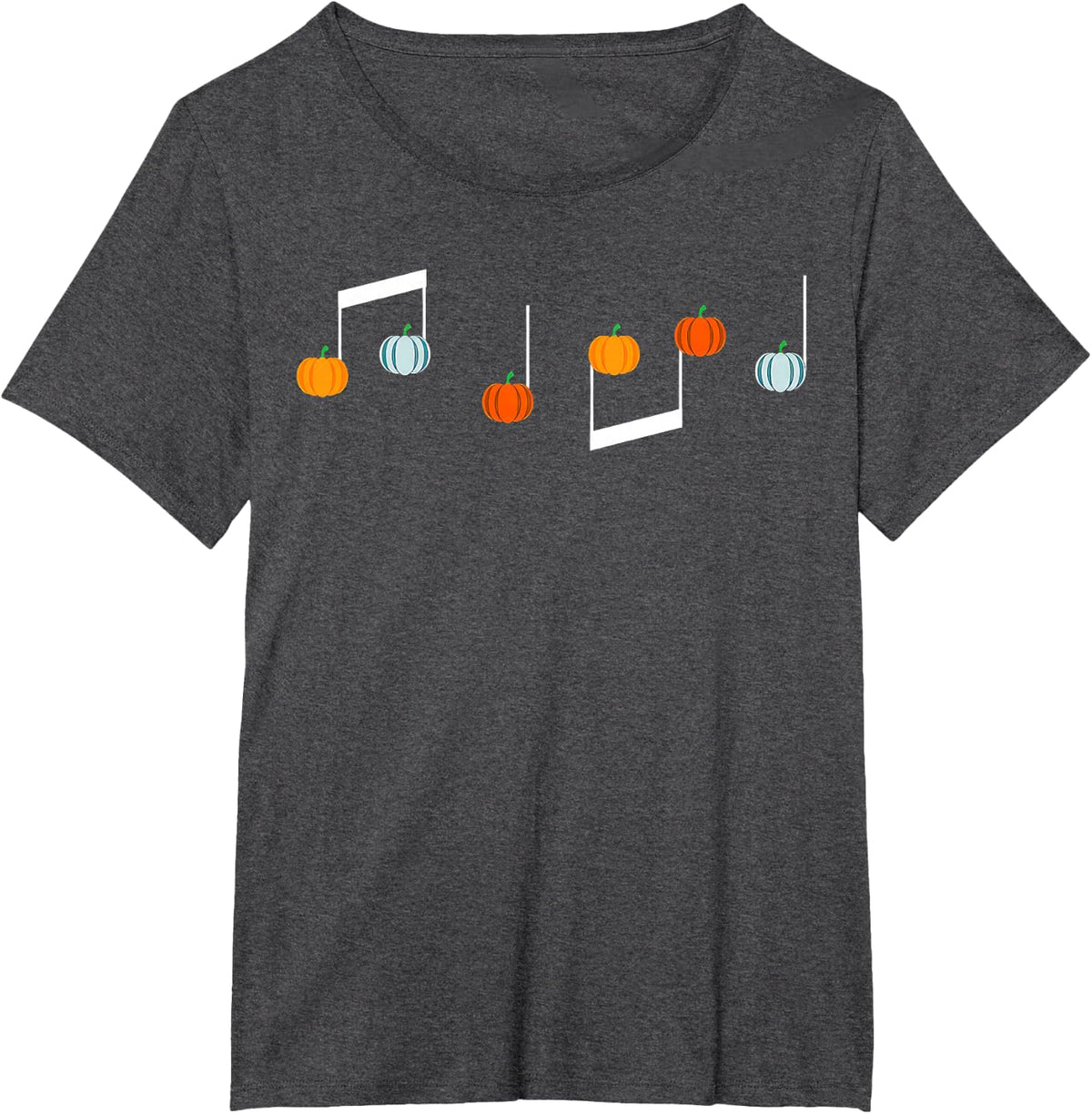 Music Note Pumpkin Fall Music Teacher Halloween Costume T-Shirt - Dark Heather Grey