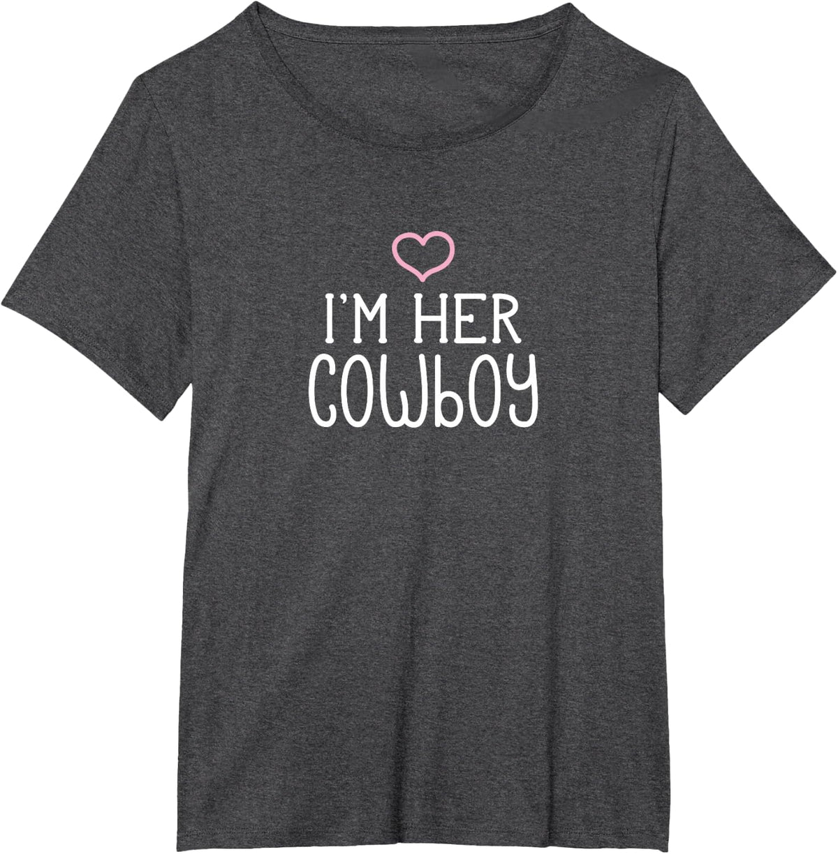 I'm Her Cowboy Cute Couples Valentine's Day Nickname T-Shirt - Dark Heather Grey