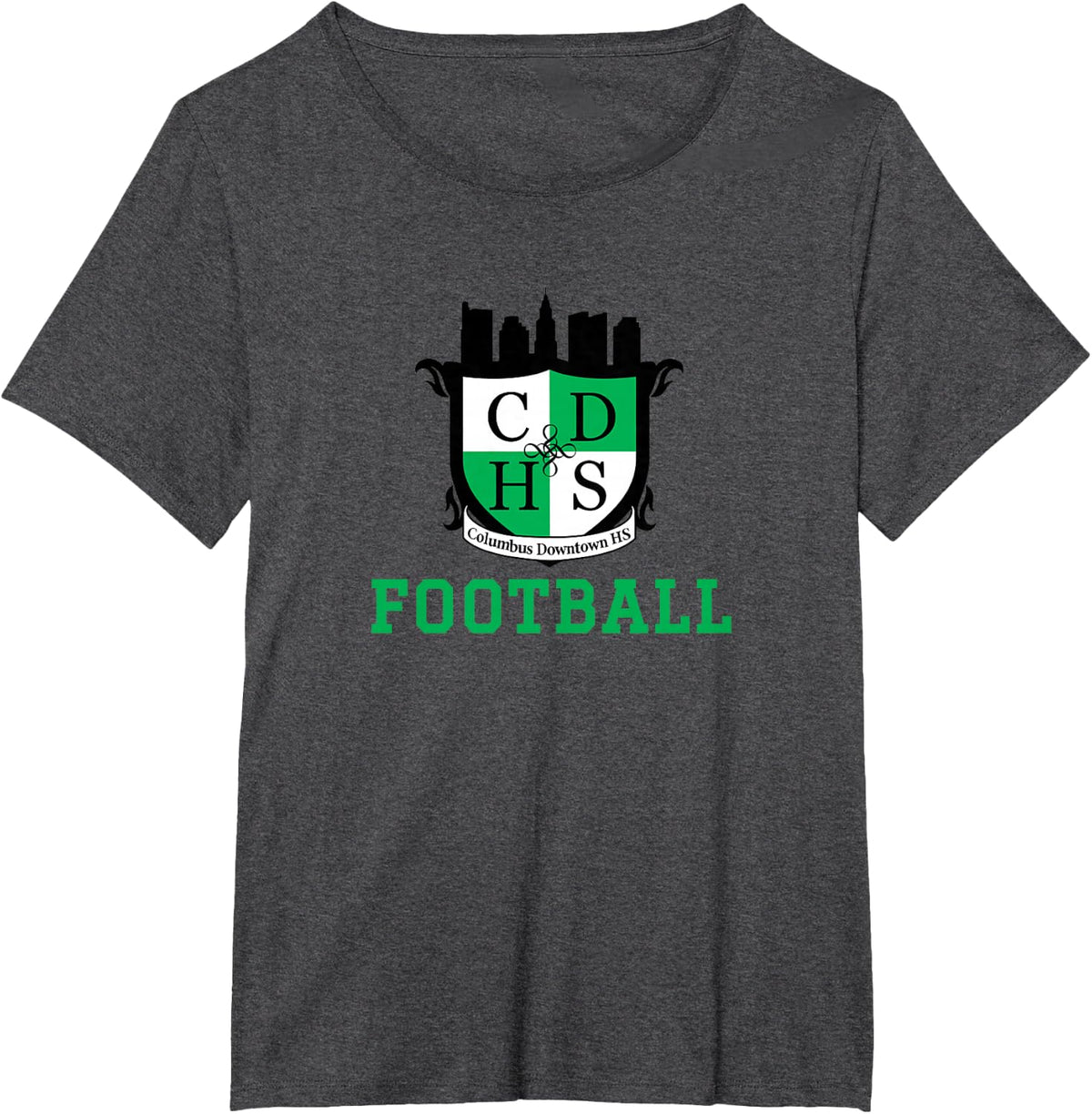 Columbus Downtown Logo Football T-Shirt - Dark Heather Grey