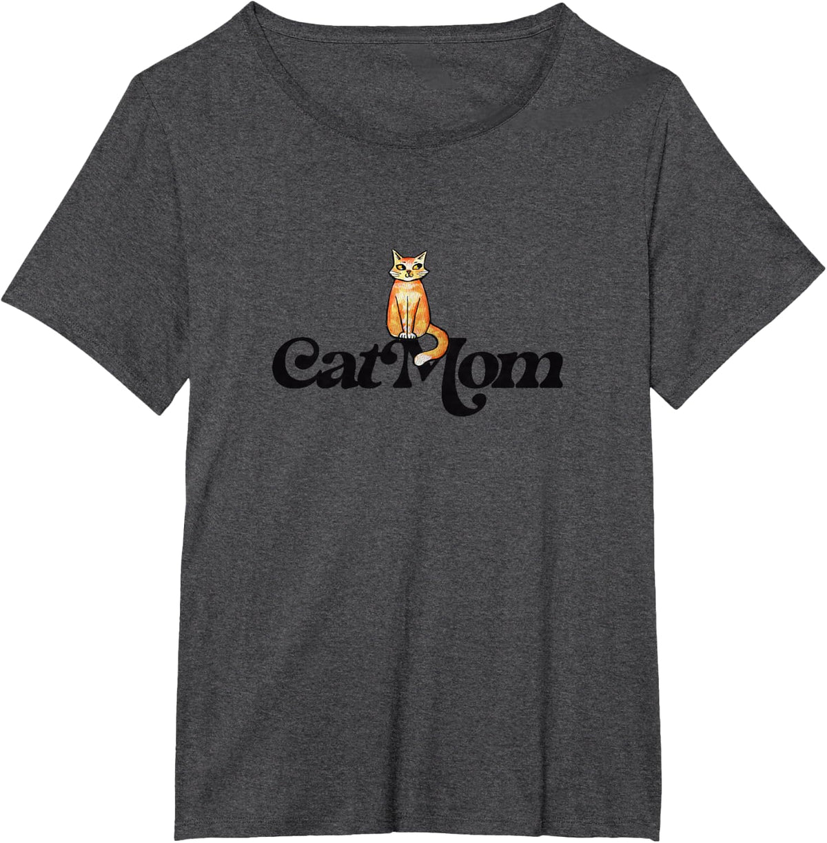 Cat Mom Ginger Tabby Cats with Orange Marigolds Cozy Autumn T-Shirt - Dark Heather Grey