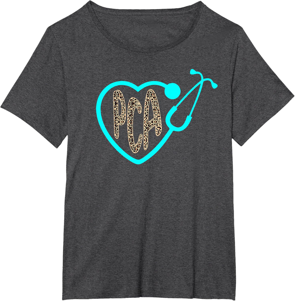 PCA Patient Care Assistant Heart Leopard Nurse Week 2023 T-Shirt - Dark Heather Grey