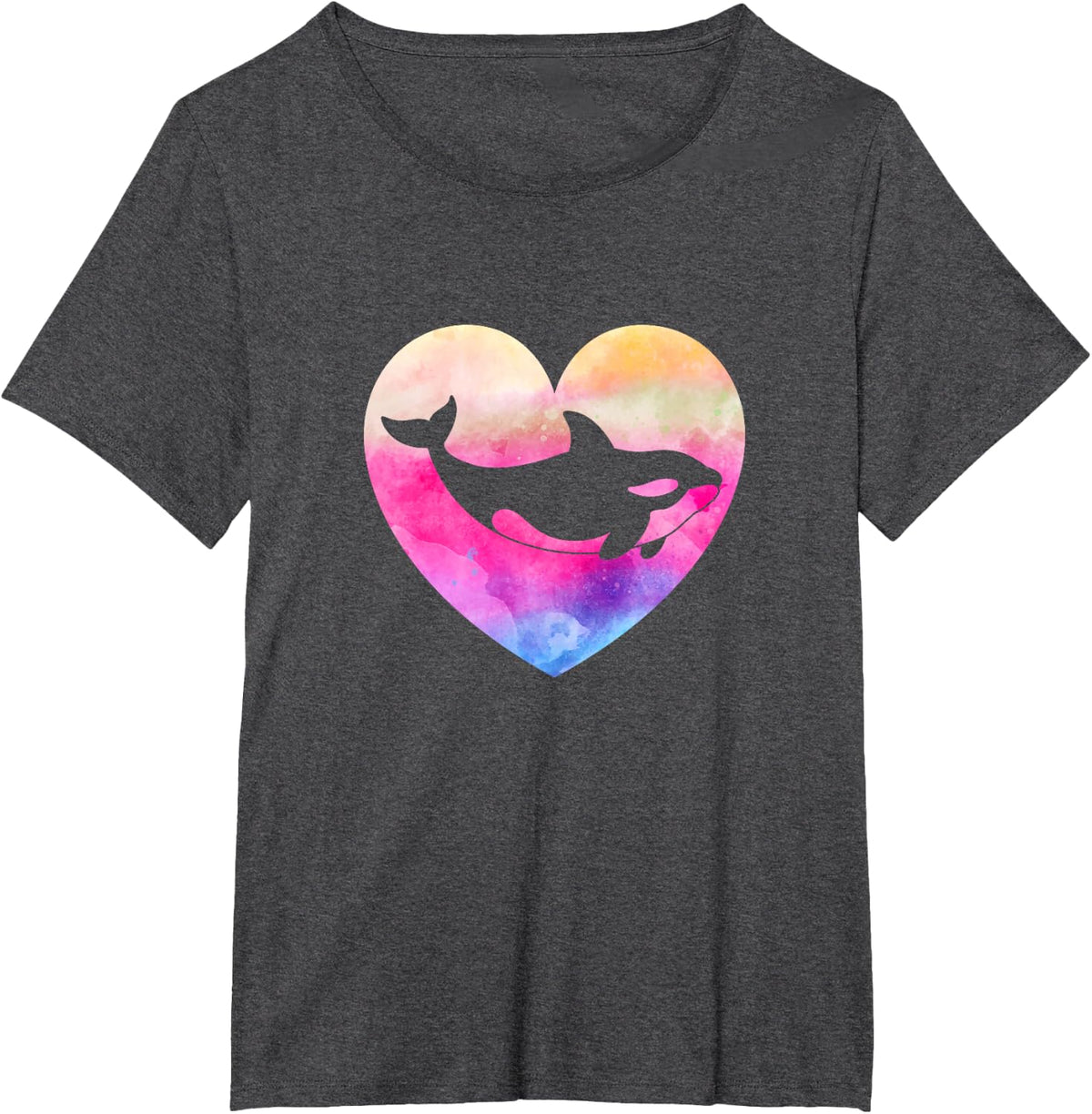 Orcas Tie Dye Killer Whale Lover Hippie T-Shirt - Dark Heather Grey