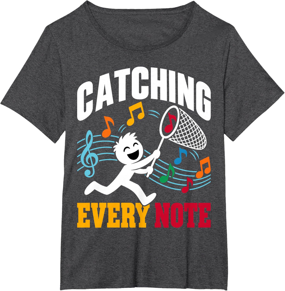 Catching Every Note Music Lover Musician Musical Notes T-Shirt - Dark Heather Grey
