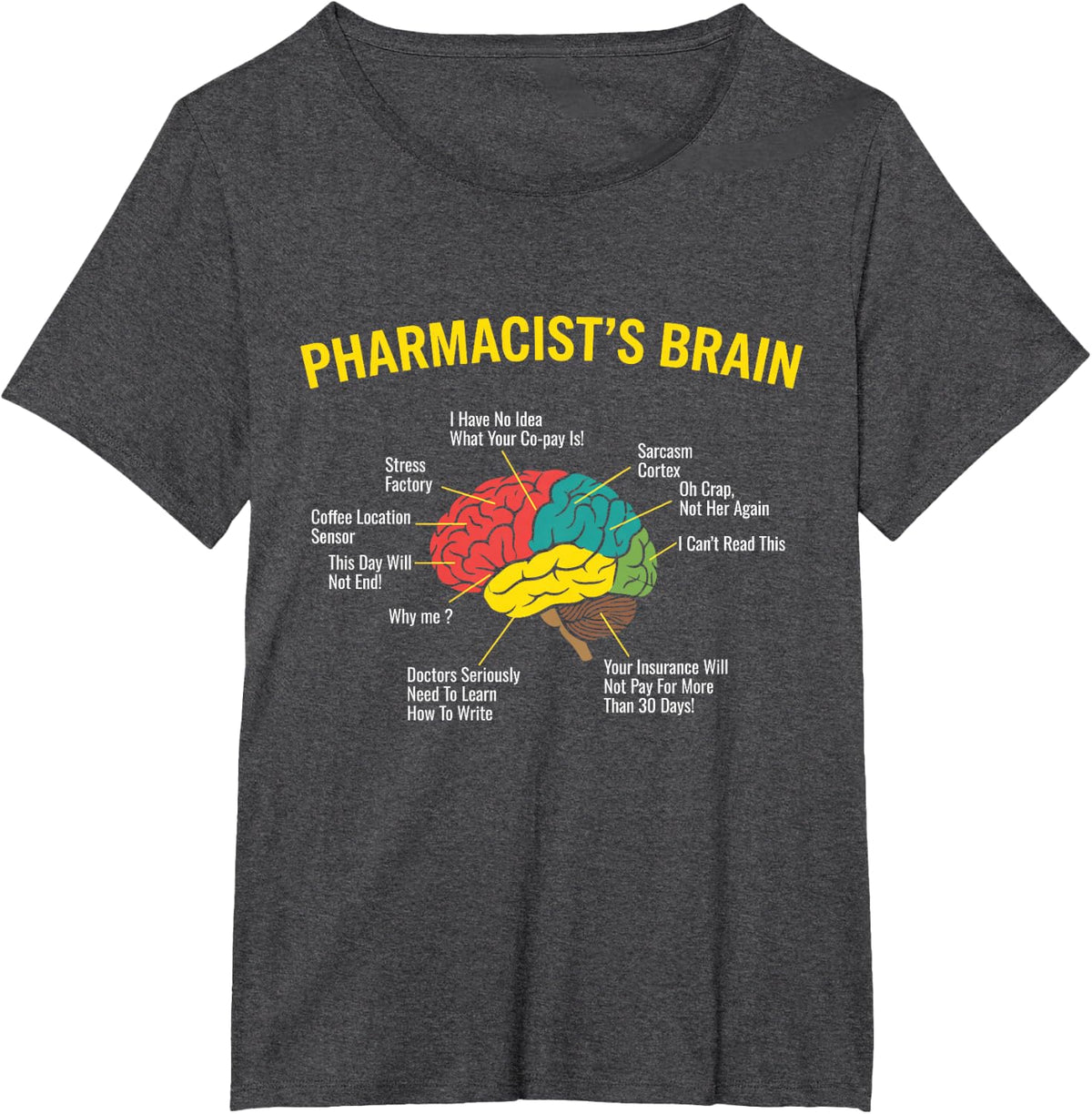 Pharmacist Brain Funny Pharmacy Work Humor T-Shirt - Dark Heather Grey