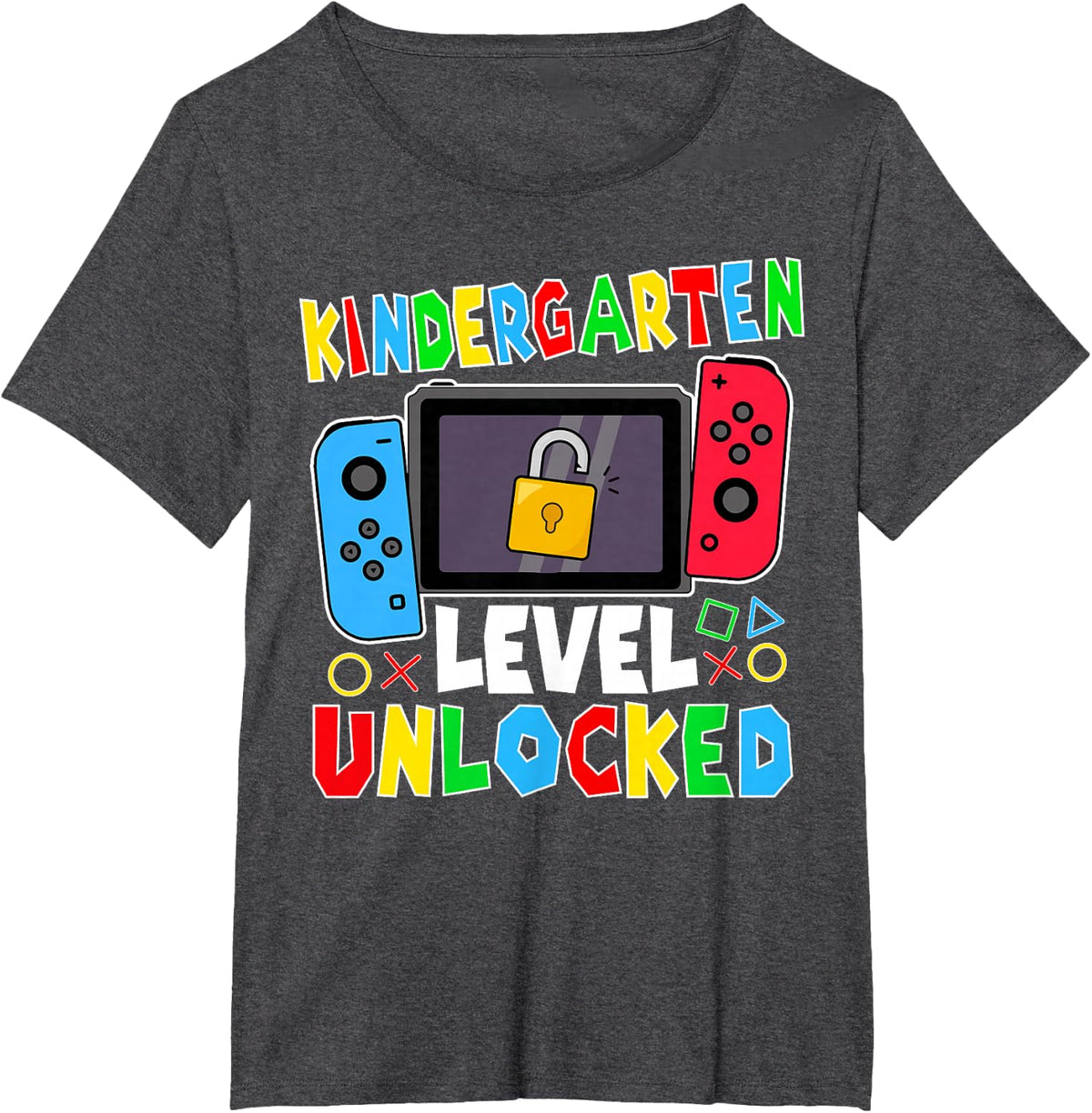 Kindergarten Level Unlocked Gamer Back to School Boy T-Shirt - Dark Heather Grey