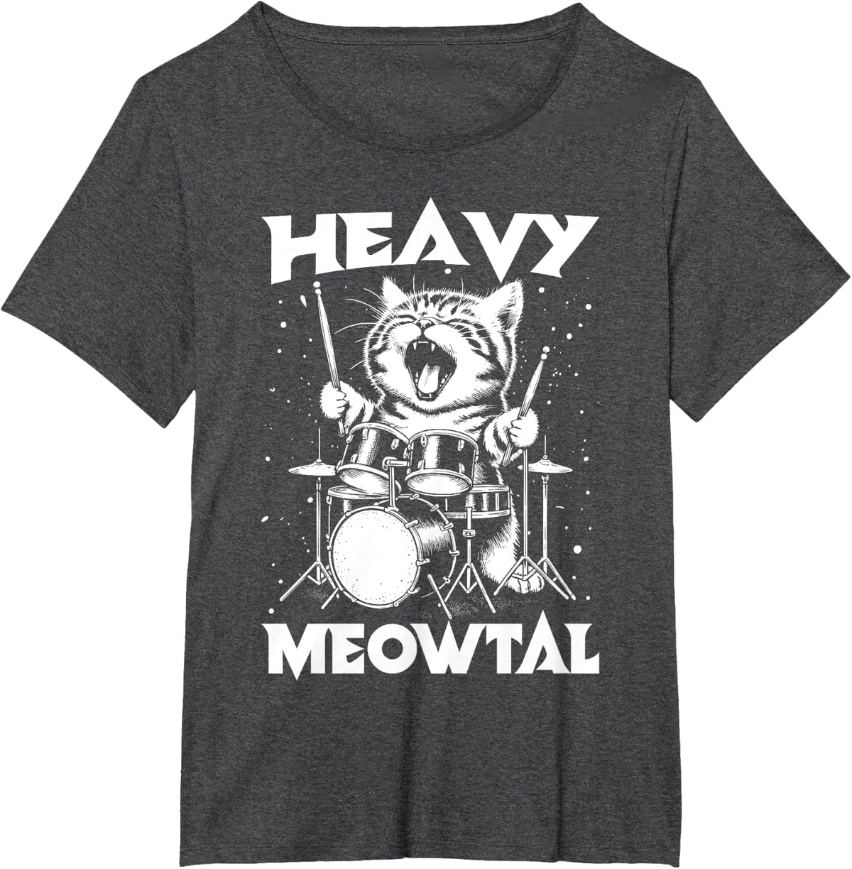 Heavy Meowtal - Funny Cat & Heavy Metal T-Shirt - Dark Heather Grey