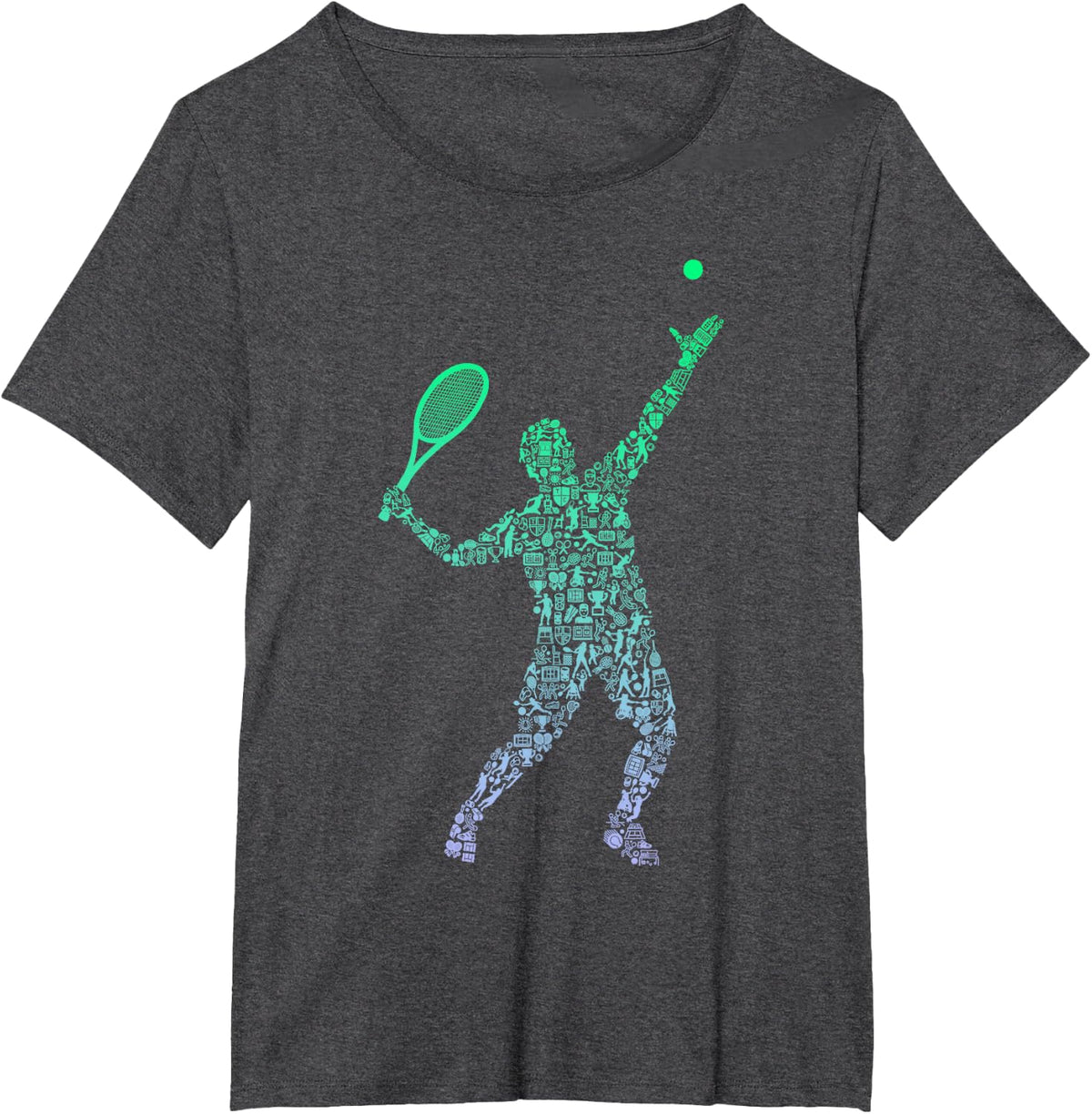 Tennis Collage Silhouette Tennis Player Gear | Mens Tennis T-Shirt - Dark Heather Grey