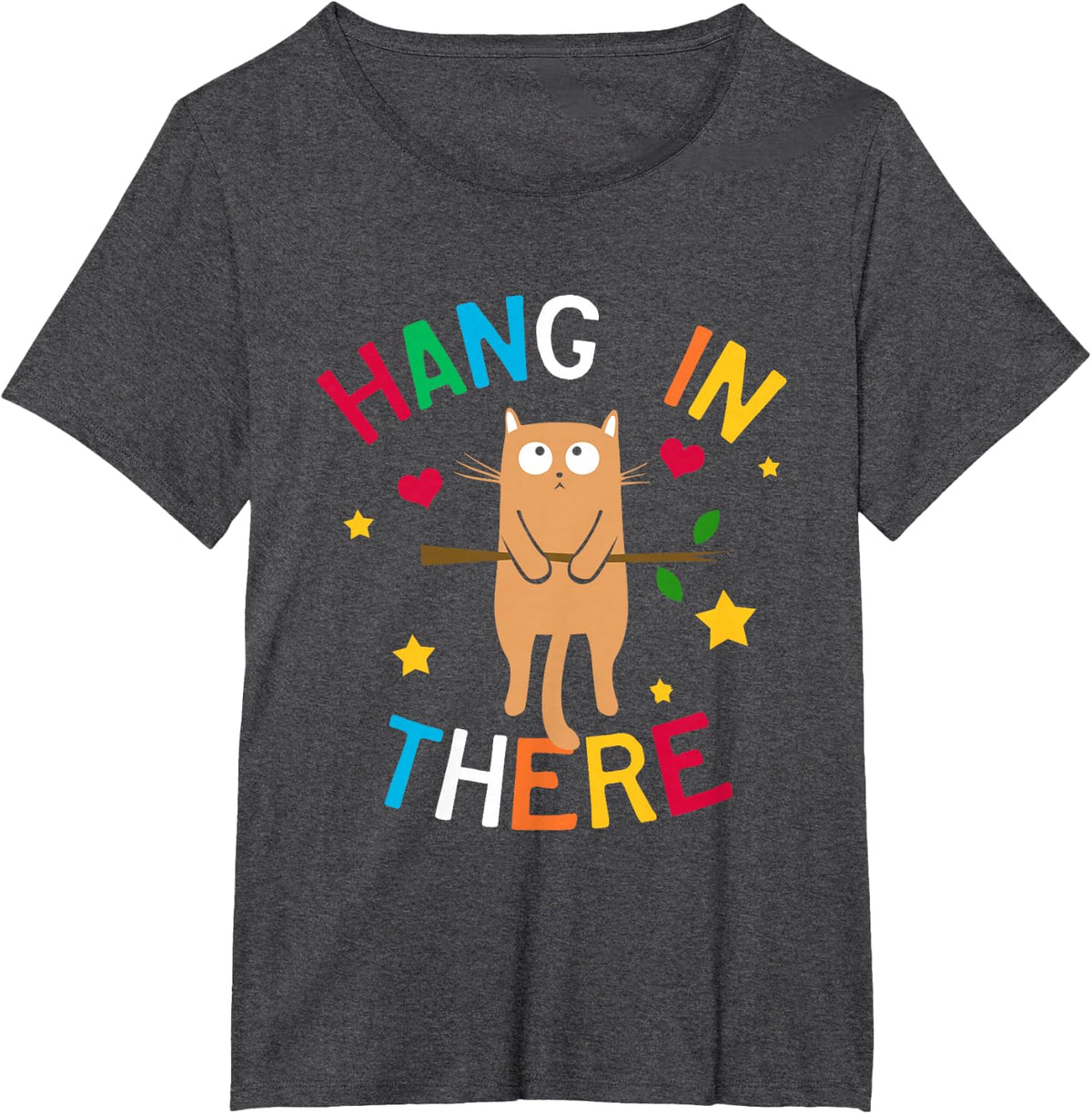 Cute Hang In There Cat Lover Pet Owner Funny Kitten Gift T-Shirt - Dark Heather Grey