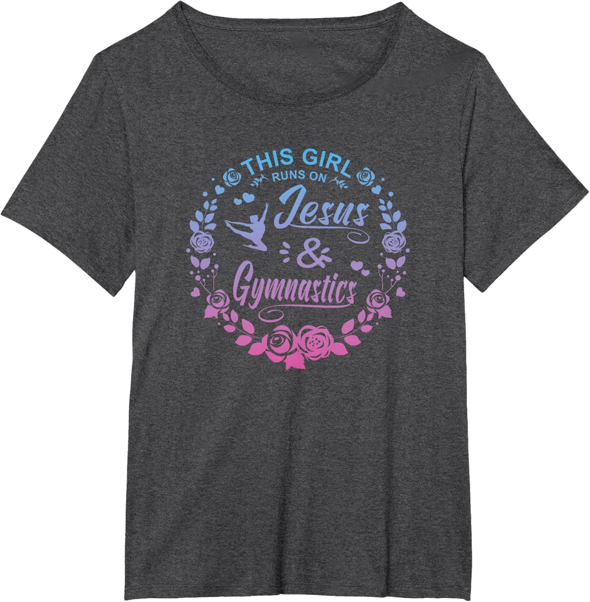 This Girl Runs On Jesus and Gymnastics Gymnastics Christians T-Shirt - Dark Heather Grey