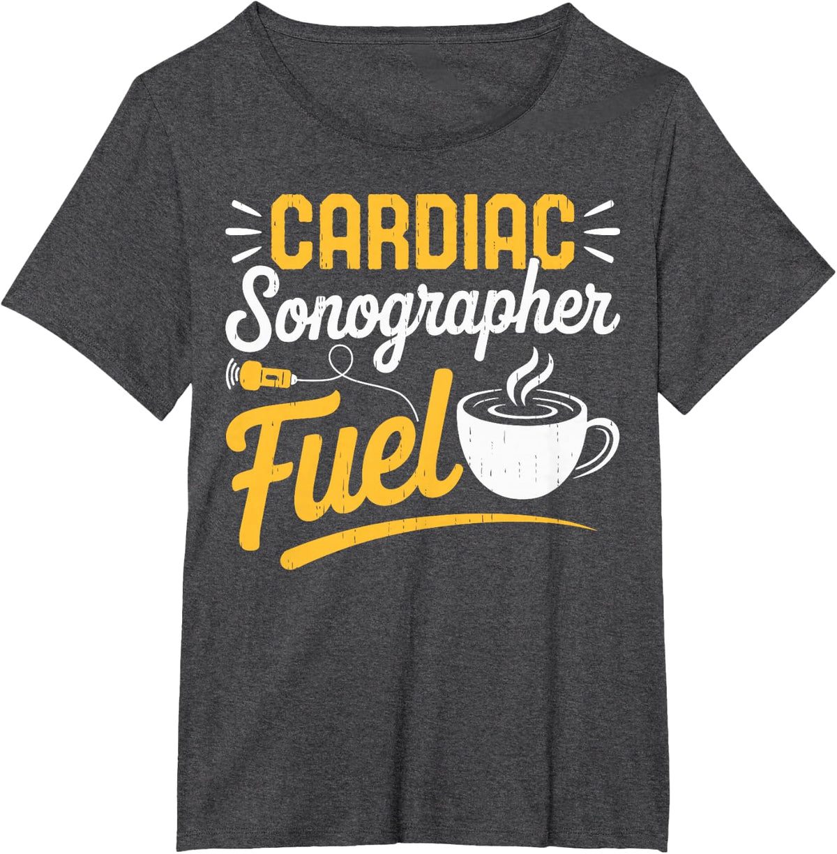 Cardiac Sonographer Fuel Coffee Echo Ultrasound T-Shirt - Dark Heather Grey