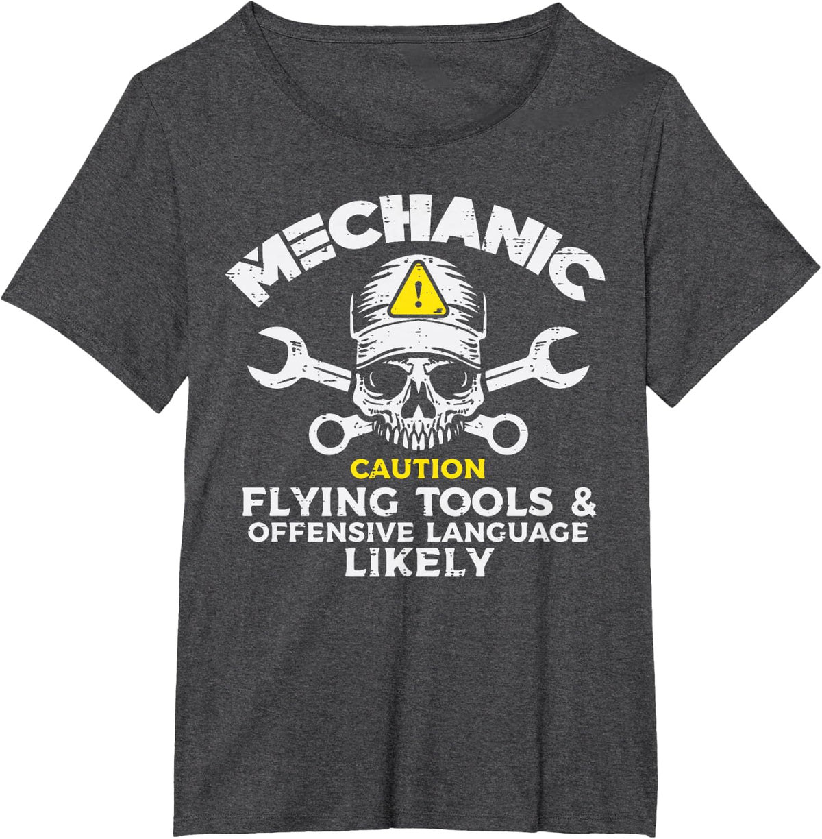Mechanic Flying Tools Wrench Funny Car Auto Garage Men Dad T-Shirt - Dark Heather Grey