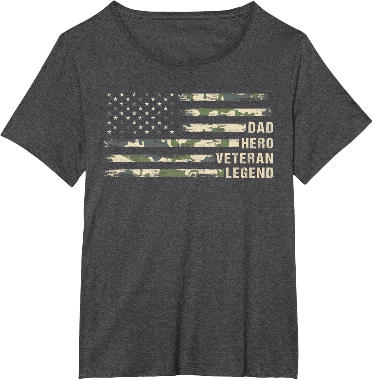 Dad Hero Veteran Legend Camouflage, Veteran Dad Father's Day T-Shirt - Dark Heather Grey