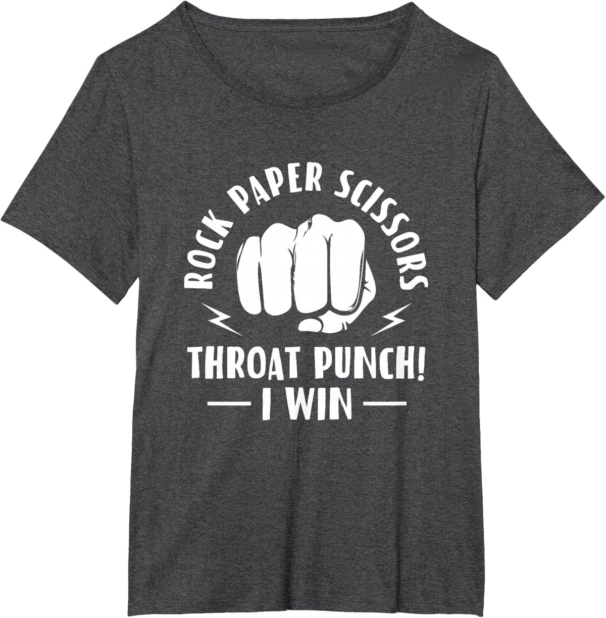 Rock Paper Scissors Throat Punch I Win Roshambo T-Shirt - Dark Heather Grey