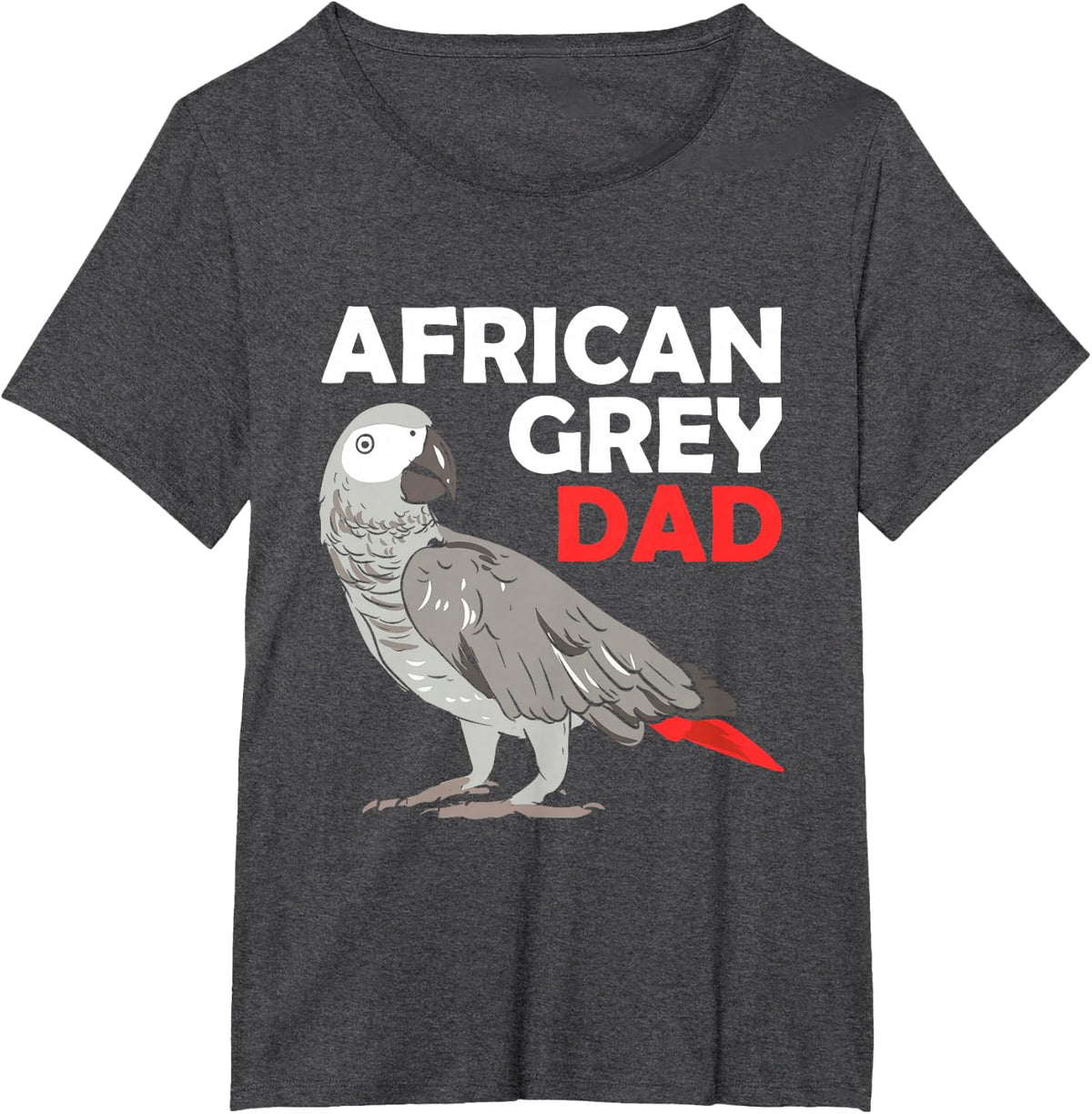 African Grey Parrot Dad Congo Bird Father T-Shirt - Dark Heather Grey
