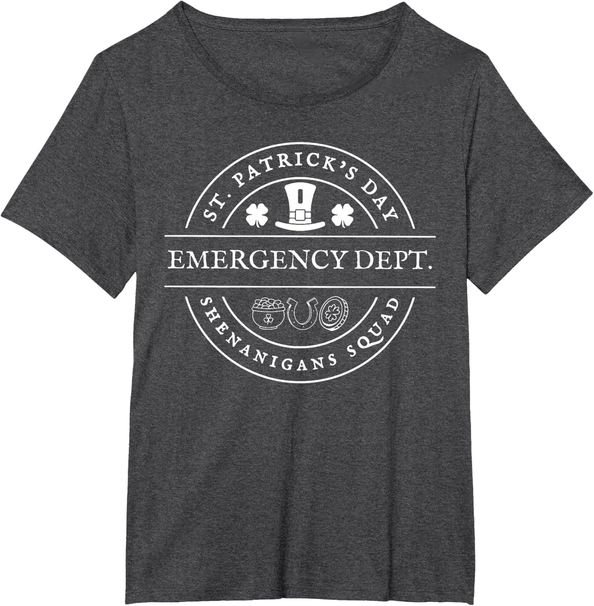St Patricks Day Emergency Dept Shenanigans Squad ER Nurse Tee T-Shirt - Dark Heather Grey