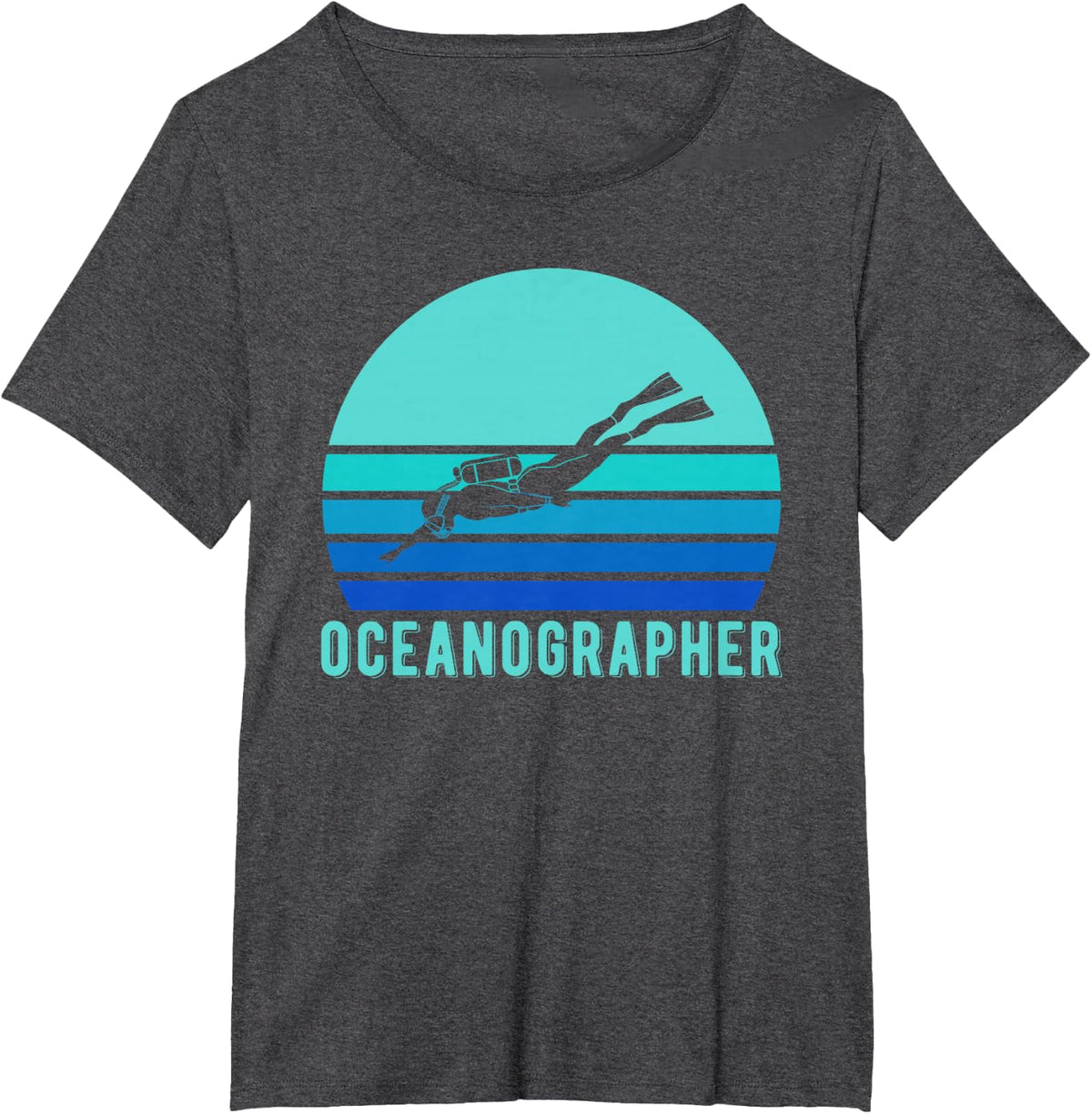 Retro Oceanographer Vintage Oceanography T-Shirt - Dark Heather Grey