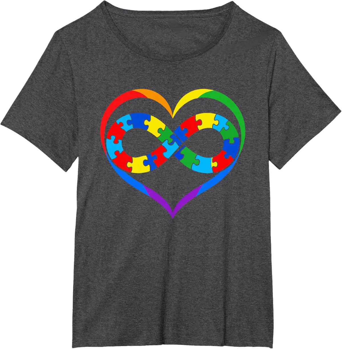 Autistic Pride Rainbow Infinity Symbol Neurodiversity Autism T-Shirt - Dark Heather Grey