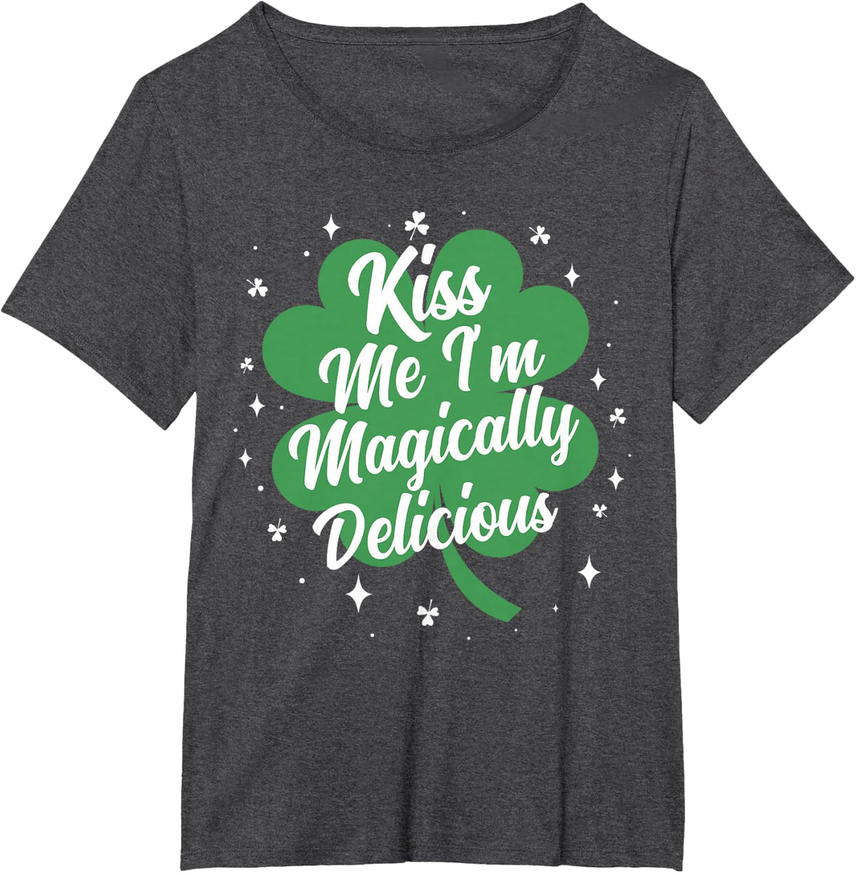 Kiss Me I'm Magically Delicious Funny St Patricks Day T-Shirt - Dark Heather Grey