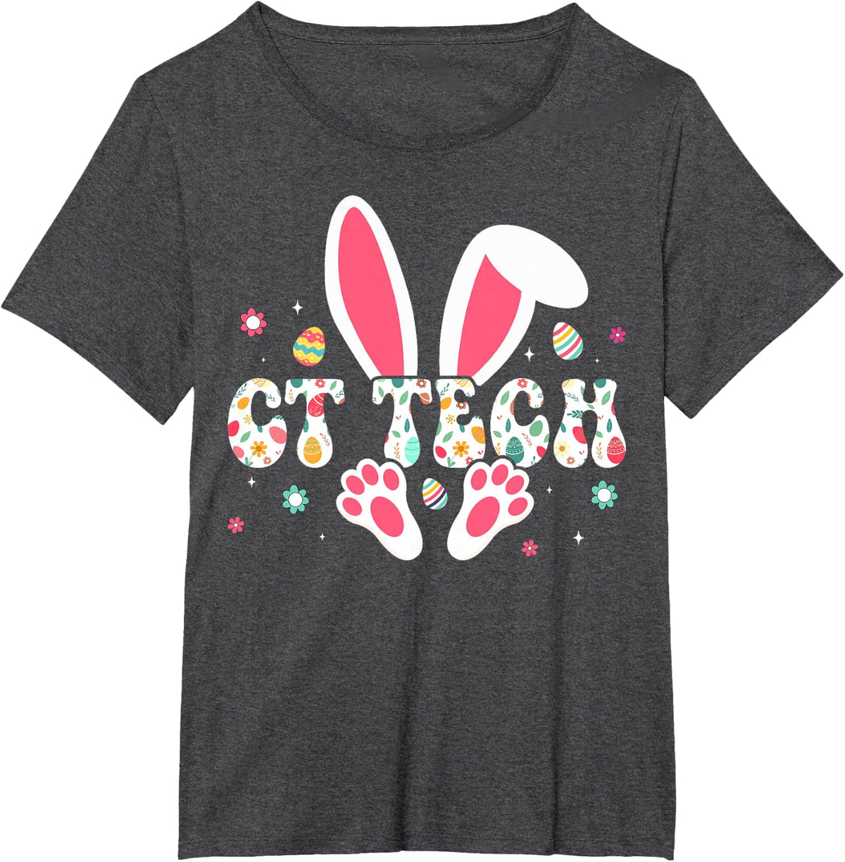 CT Tech Bunny Radiology MRI Technician Easter Day T-Shirt - Dark Heather Grey