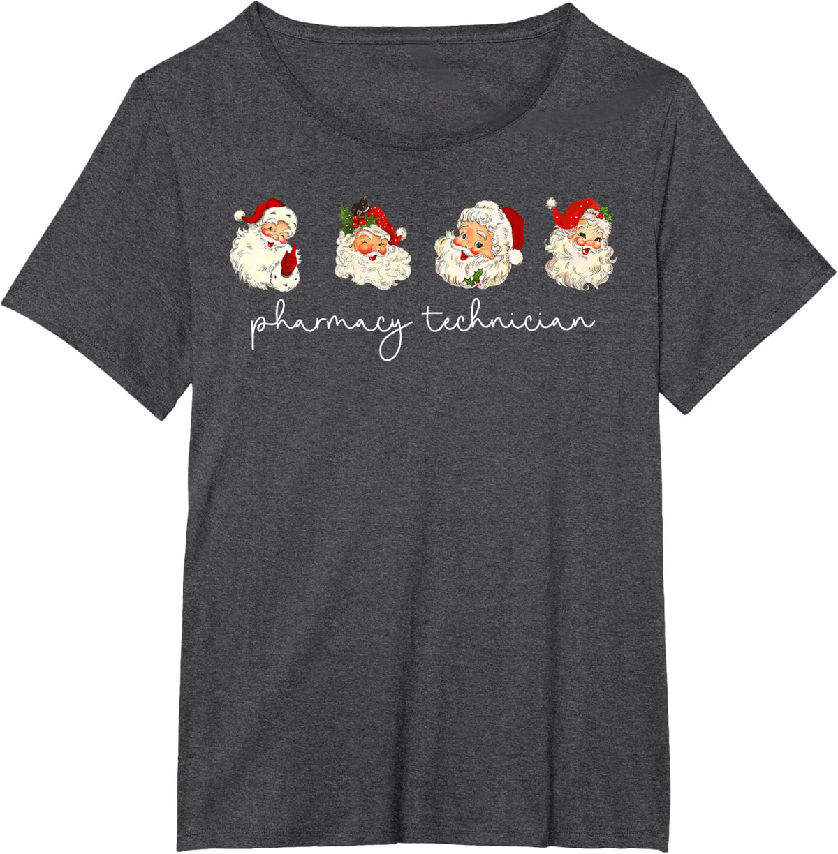 Christmas Pharmacy Technician Santa Claus Pharmacist Tech T-Shirt - Dark Heather Grey