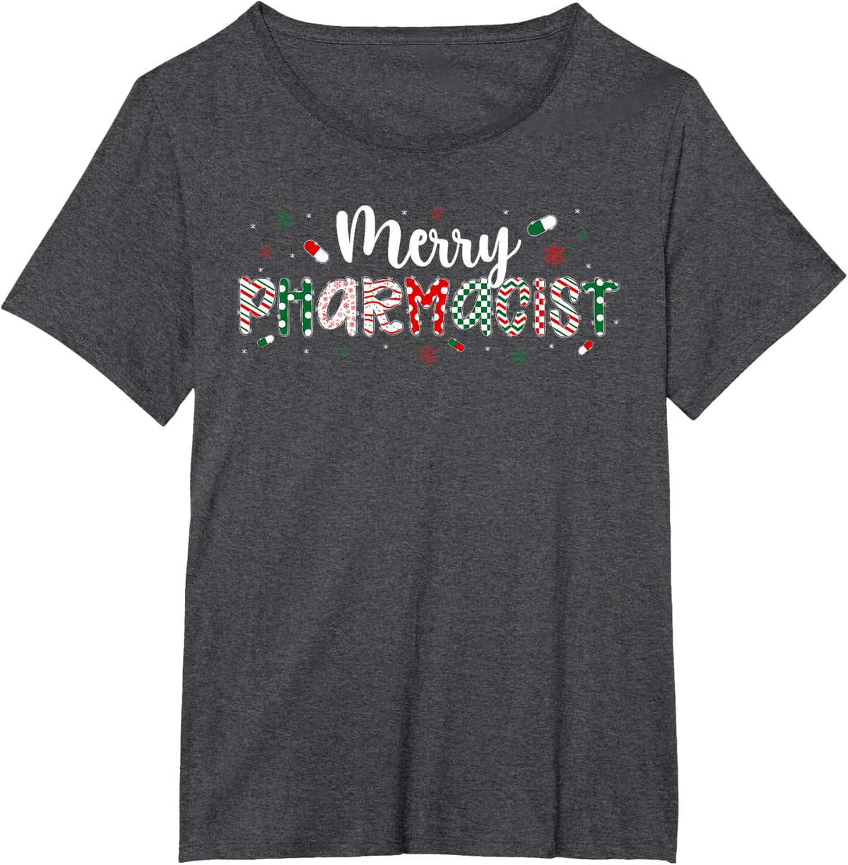Merry Pharmacist Christmas Pharmacy Xmas Party T-Shirt - Dark Heather Grey