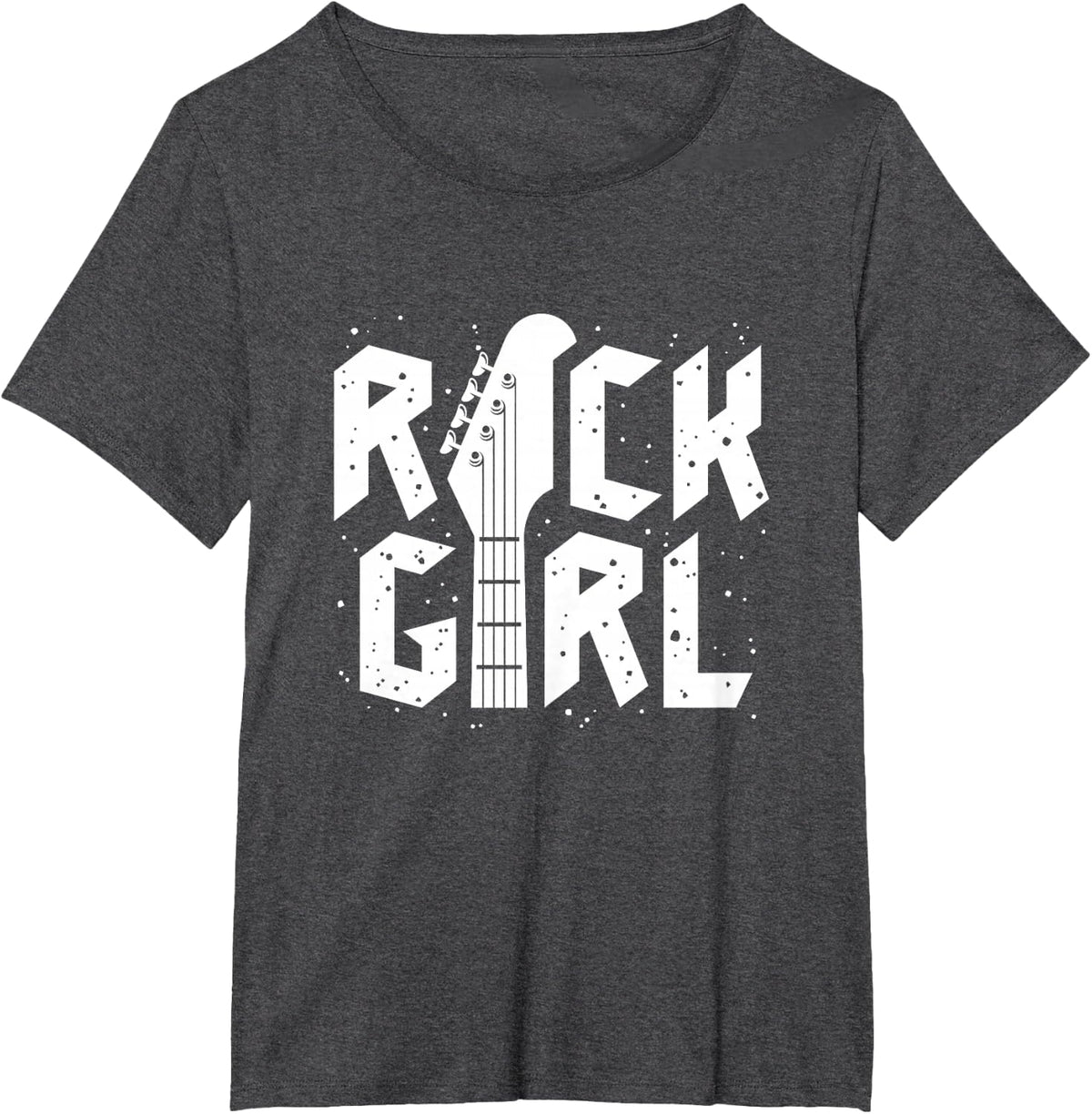 Rock Girls Rock N' Roll Music Illustration Outfit Graphic T-Shirt - Dark Heather Grey