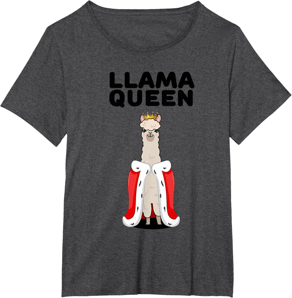 Llama Queen | Girls Llama Design | Womens Llama T-Shirt - Dark Heather Grey