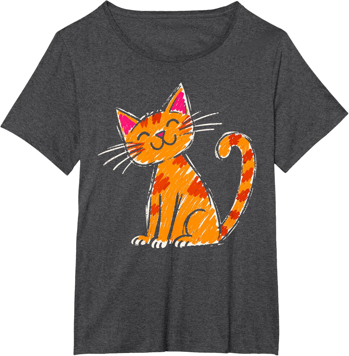 Cat Lover Happy Orange Tabby Kitten T-Shirt - Dark Heather Grey