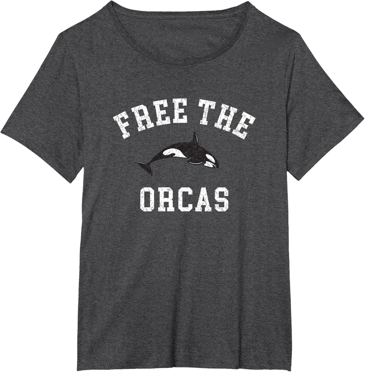 Free Orca Whales Distressed Effect Tees T Shirts for Marine Animal Conservation - Dark Heather Grey