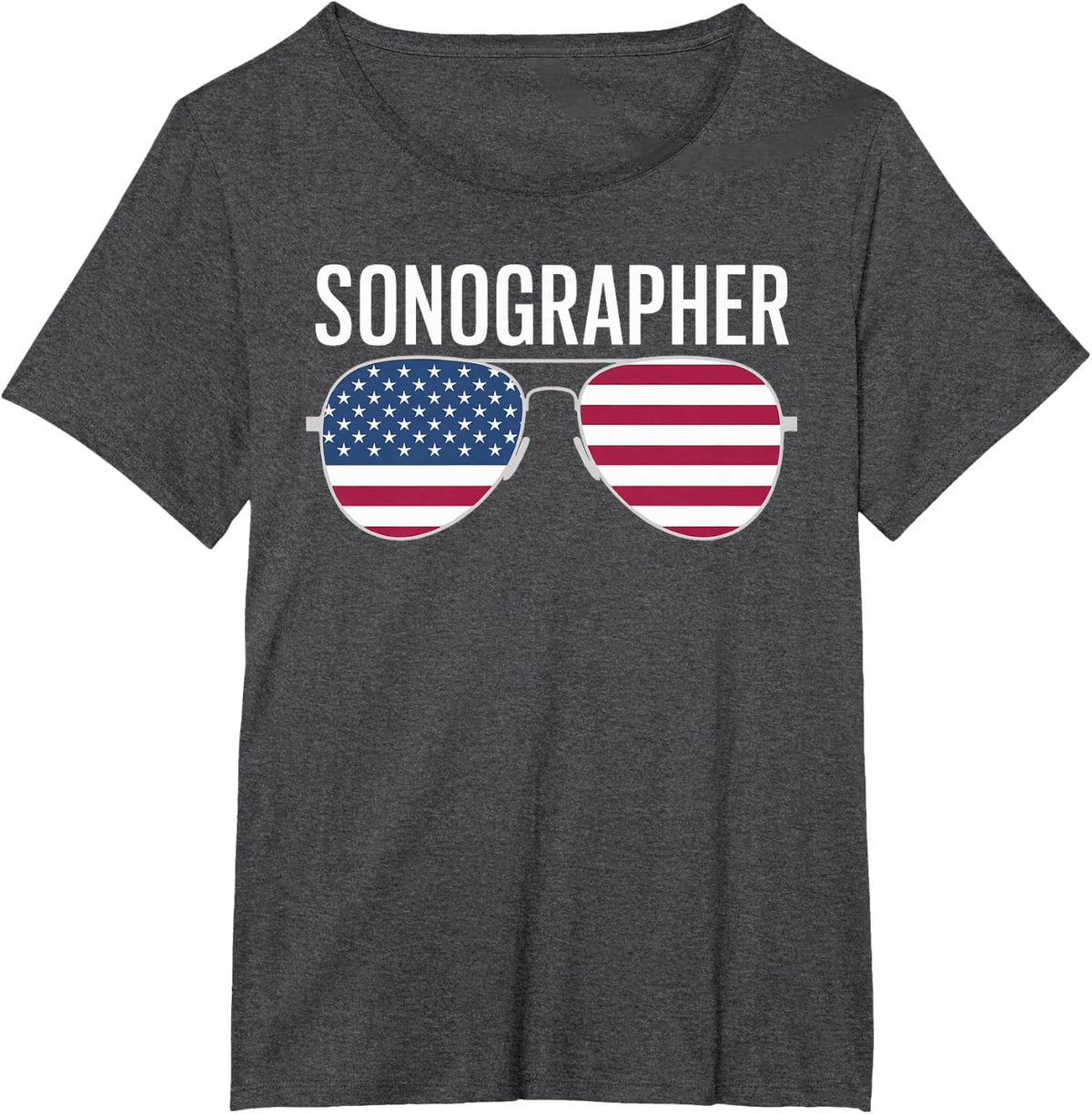 Sonographer American Flag Eyeglasses Patriotic T-Shirt - Dark Heather Grey